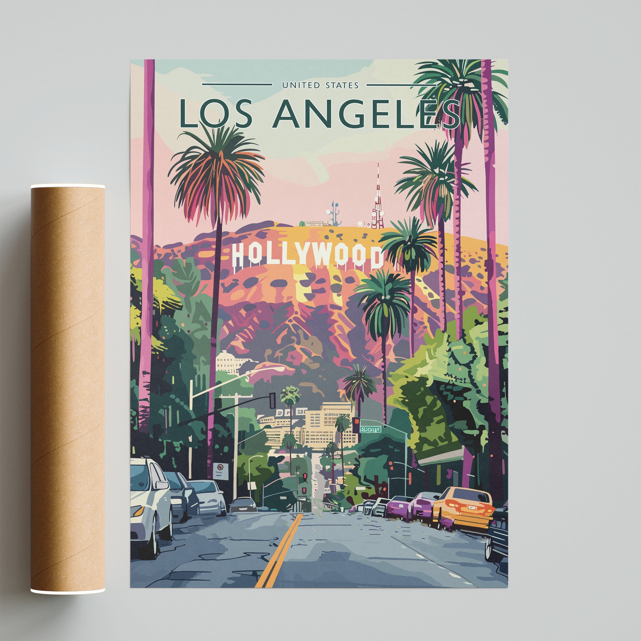Los Angeles Travel Poster - fine art print with shipping tube