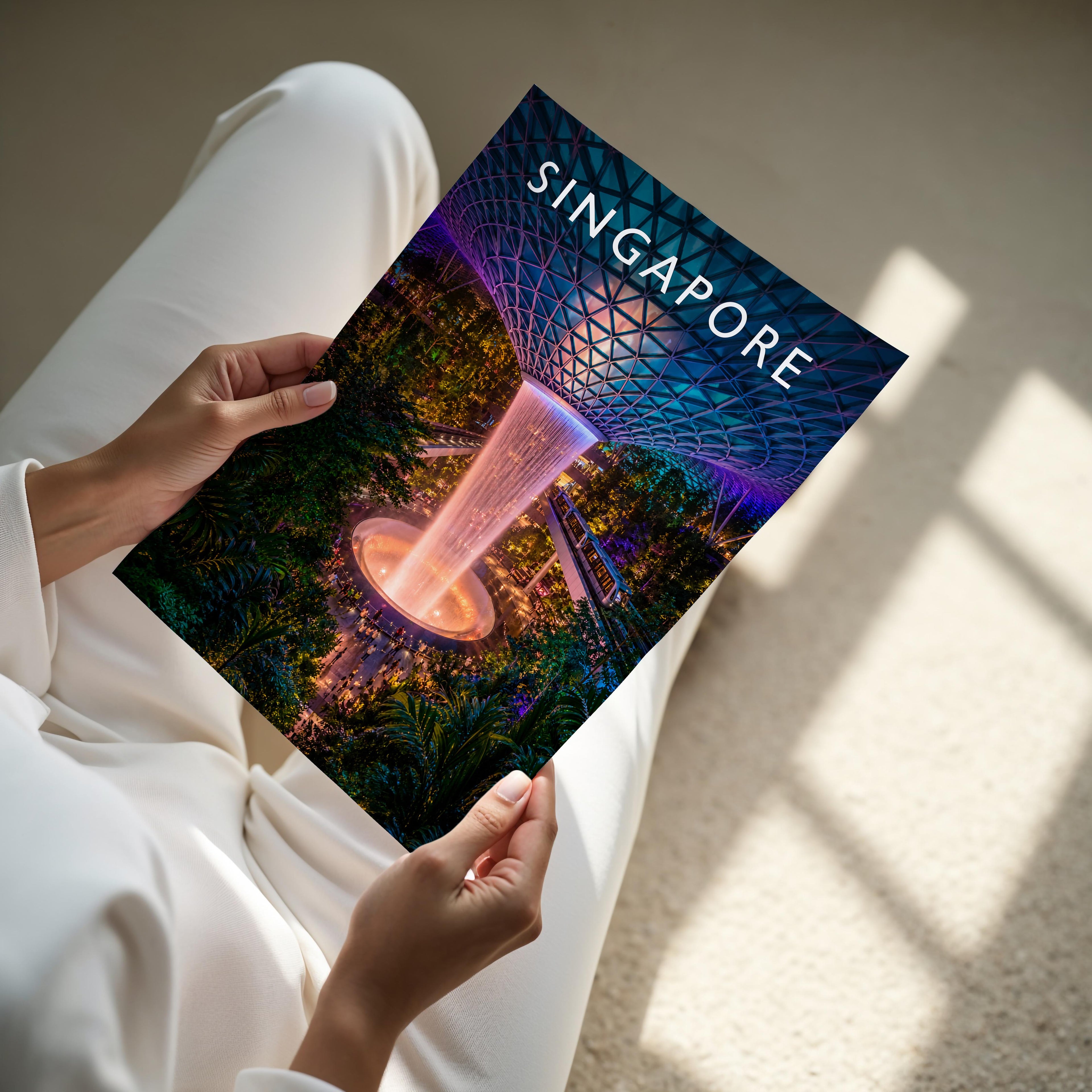 Singapore Travel Poster - A4 print held in hand
