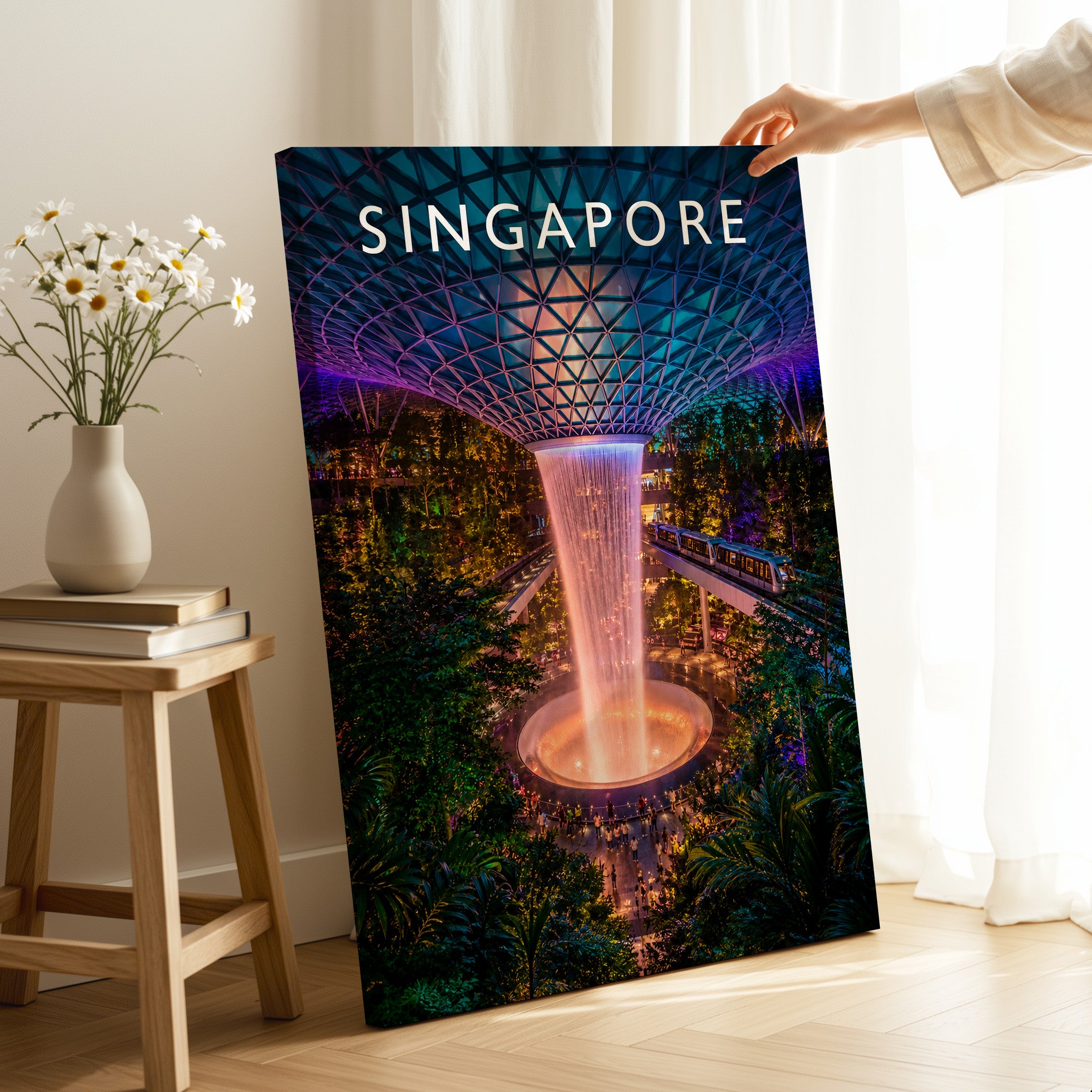 Singapore Travel Poster as a gallery-wrapped canvas
