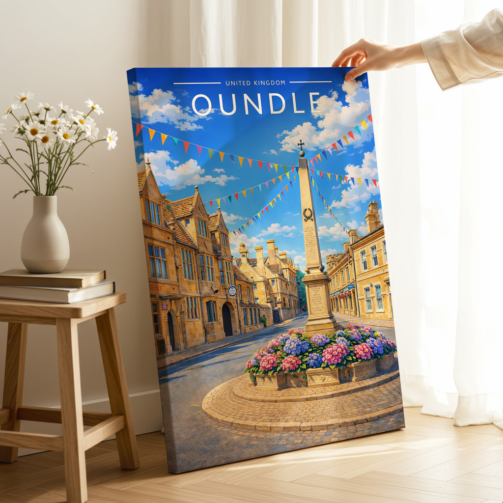 Oundle #2 Travel Poster as a gallery-wrapped canvas