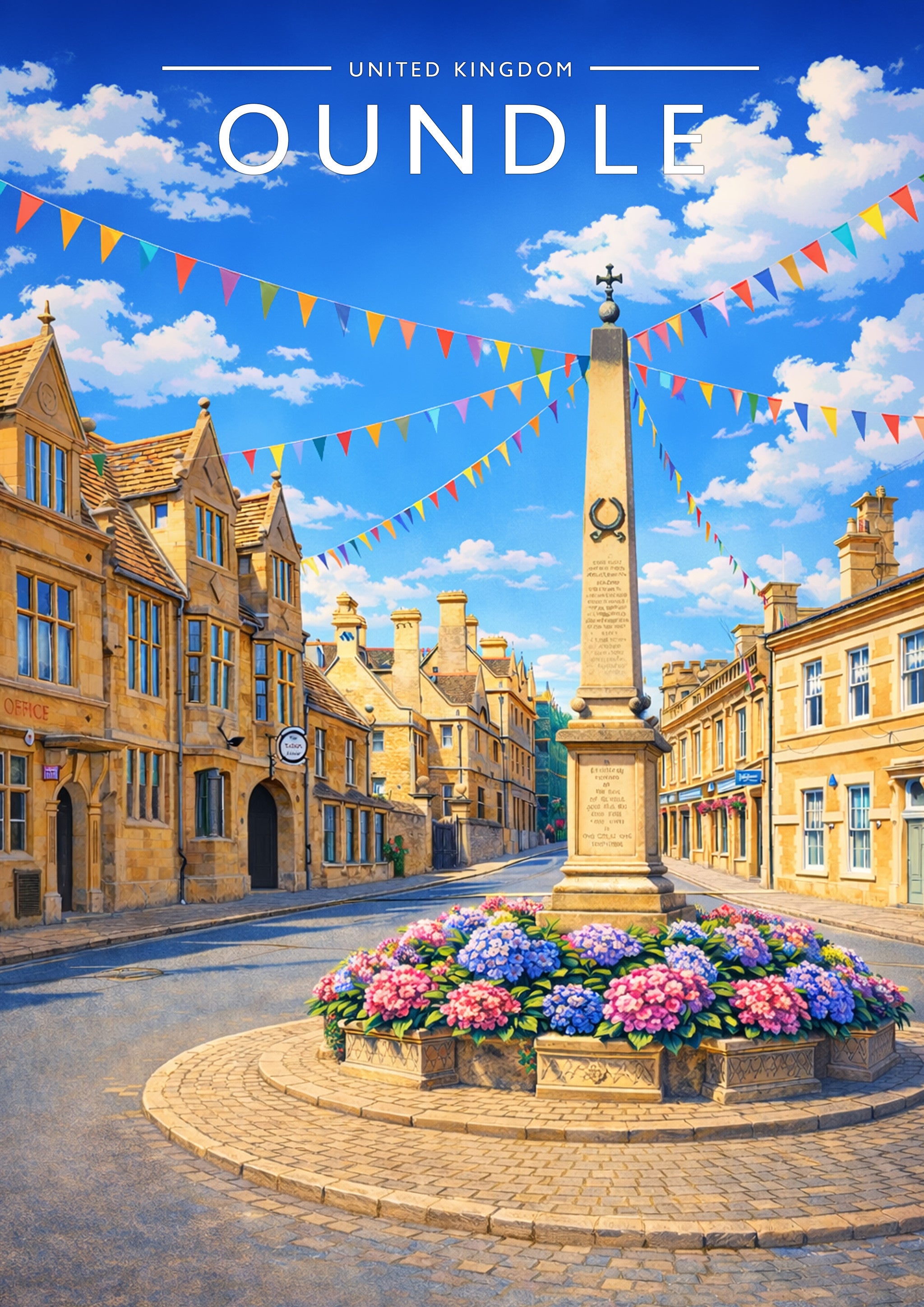 Oundle #2 Travel Poster - A4 travel poster print