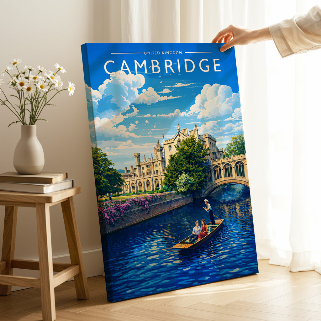 Cambridge Travel Poster as a gallery-wrapped canvas