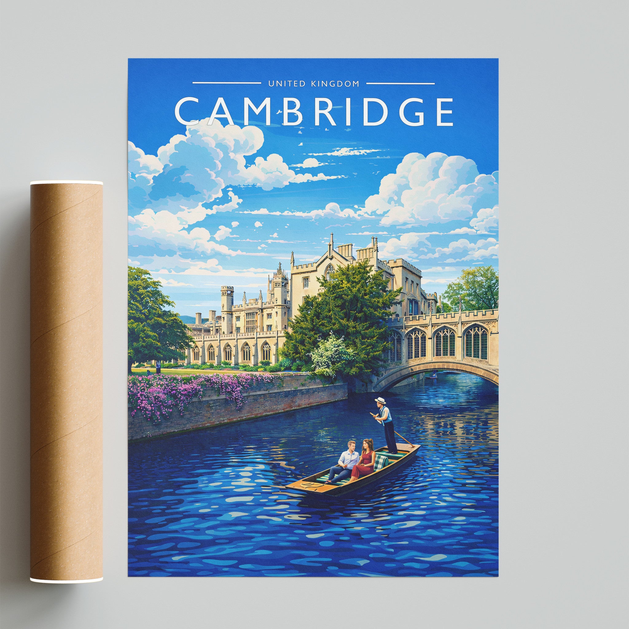 Cambridge Travel Poster - fine art print with shipping tube