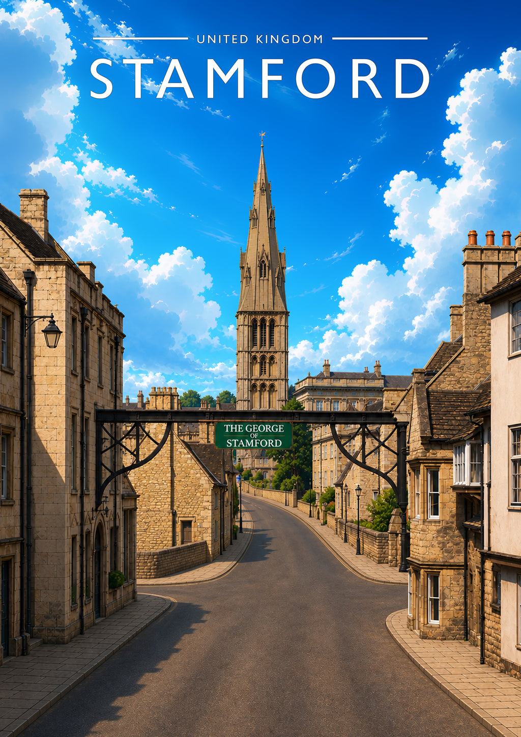 Stamford #10 Travel Poster - A4 travel poster print