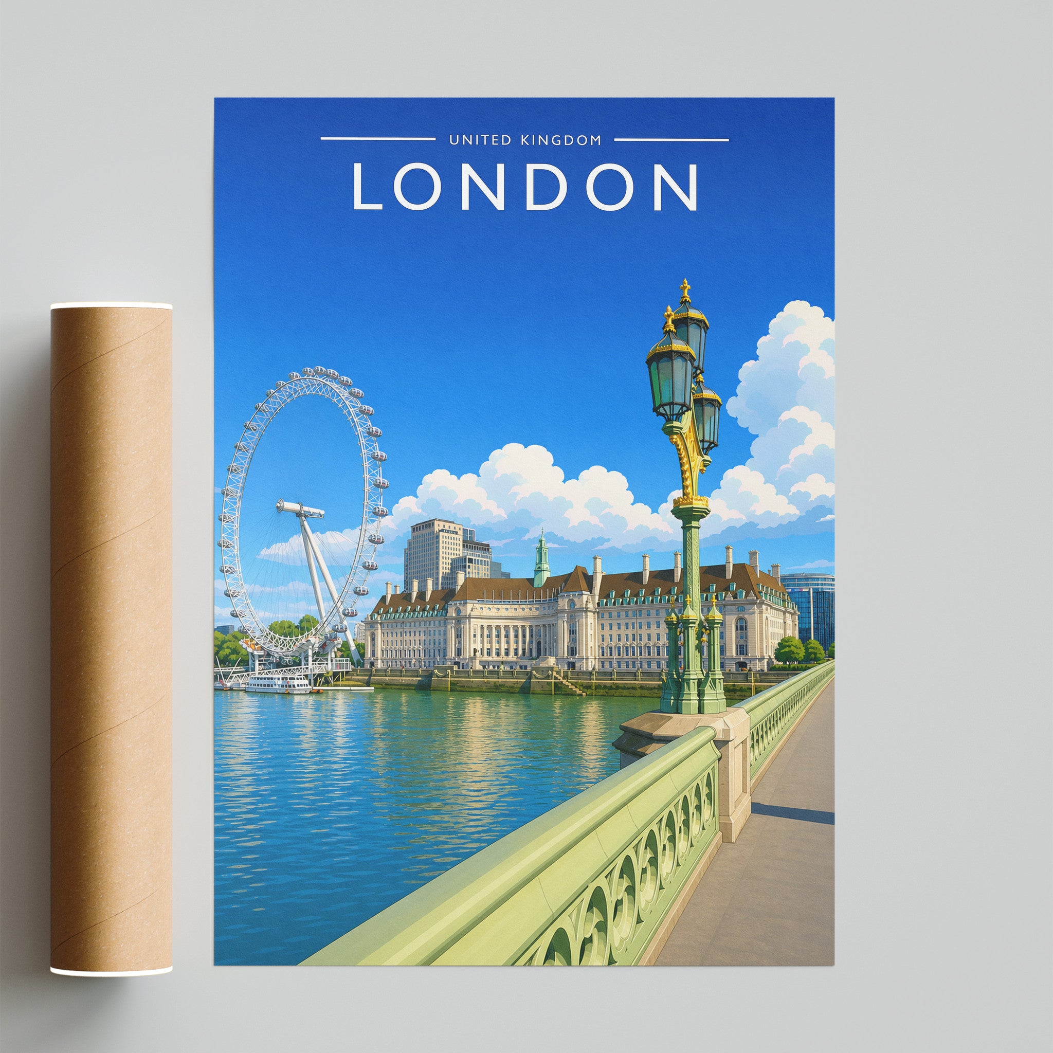 London #6 Travel Poster - fine art print with shipping tube