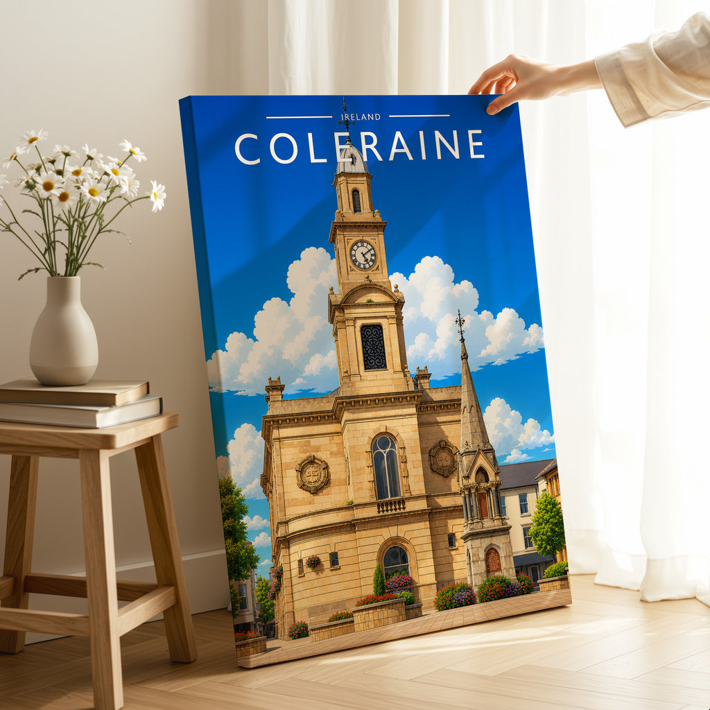 Coleraine Travel Poster as a gallery-wrapped canvas