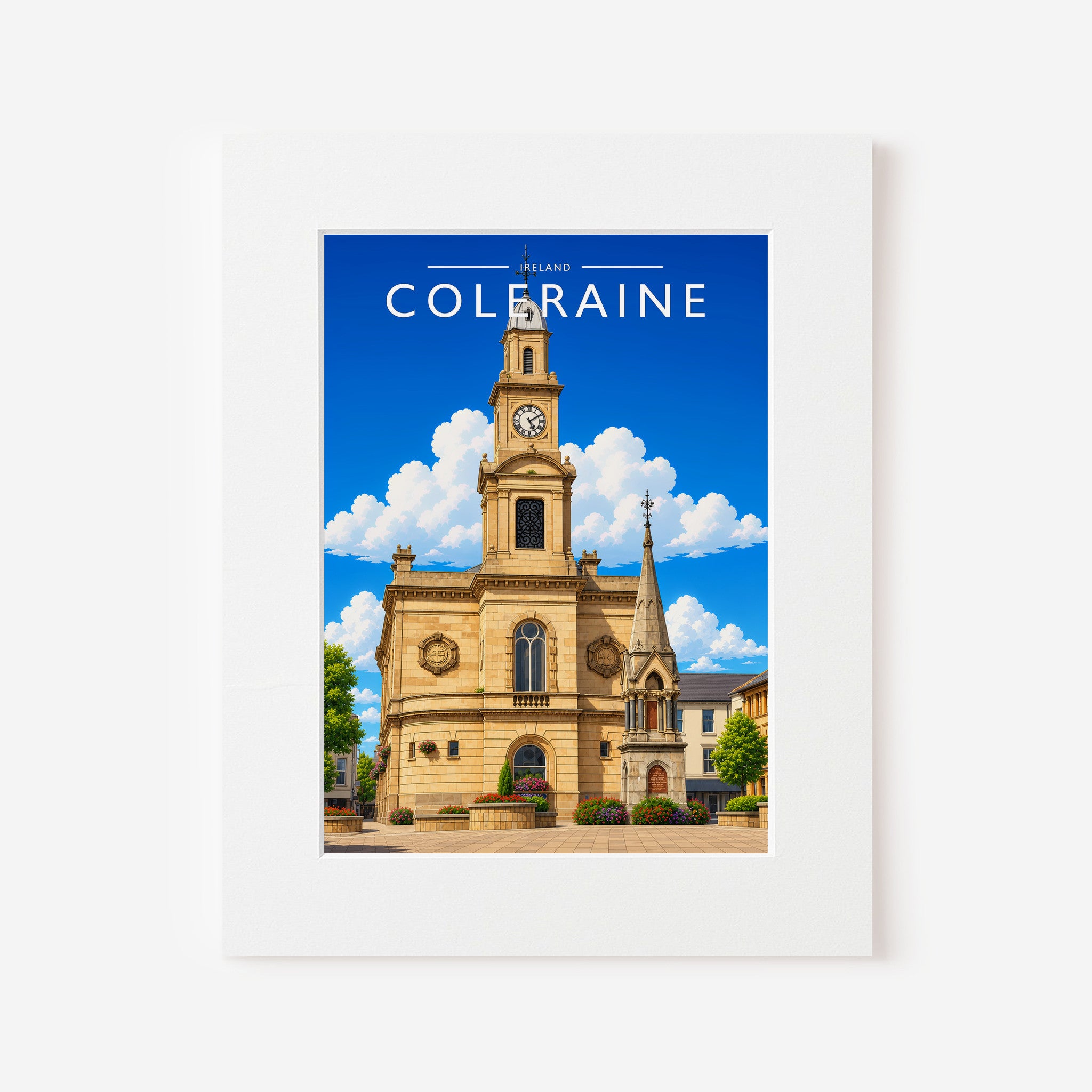 Coleraine Travel Poster in a white mount