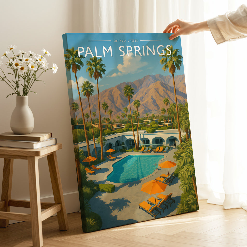 Palm Springs Travel Poster as a gallery-wrapped canvas