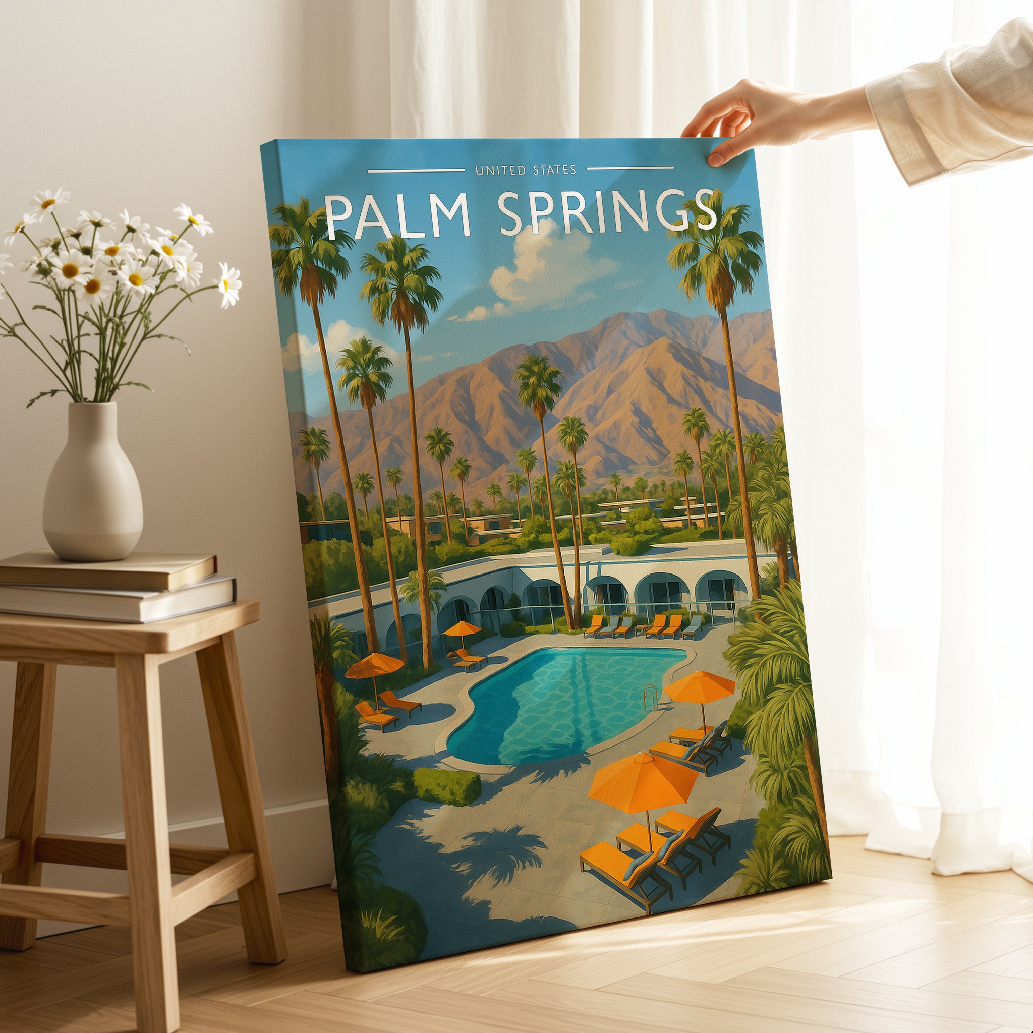 Palm Springs Travel Poster as a gallery-wrapped canvas