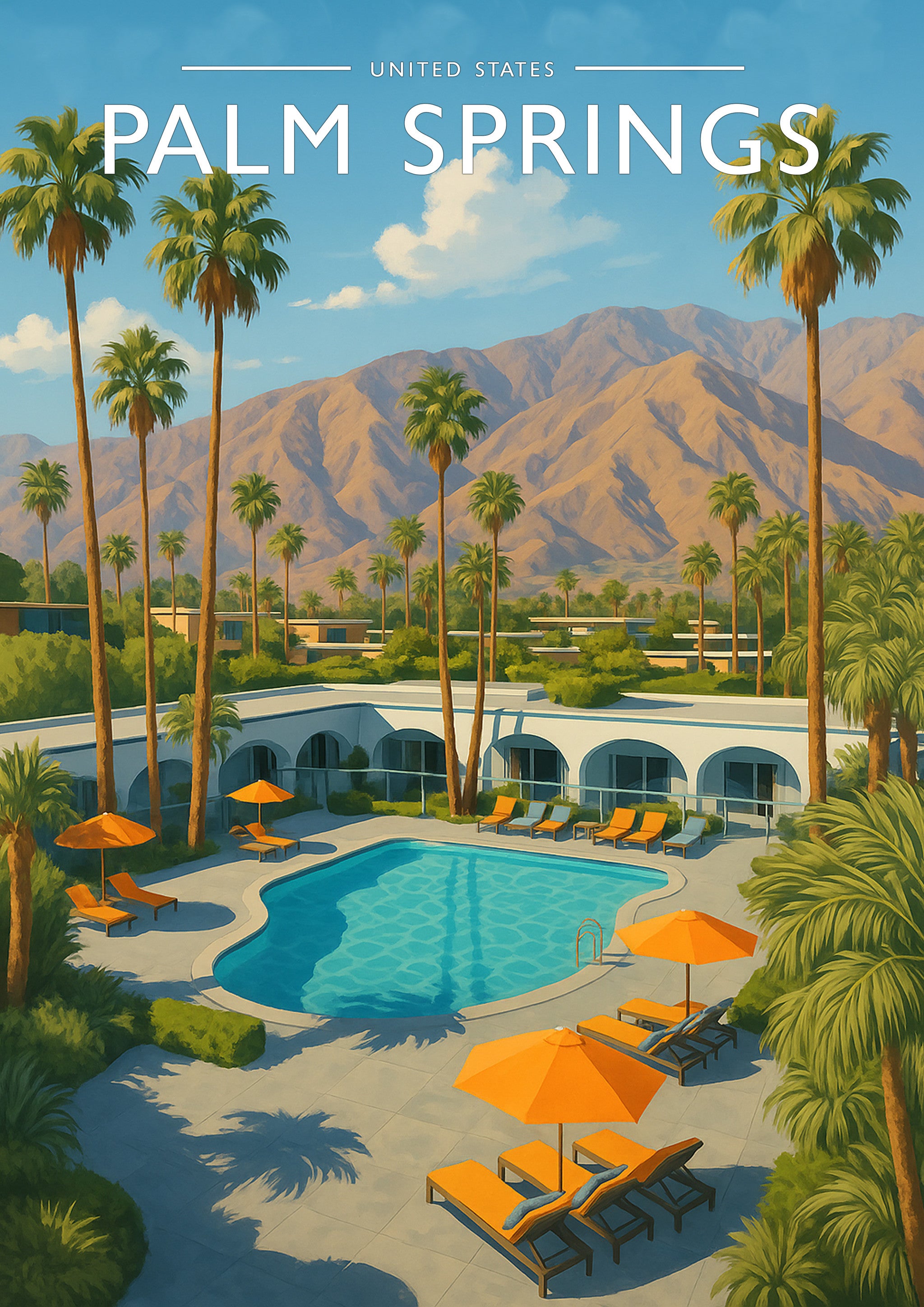 Palm Springs Travel Poster - A4 travel poster print