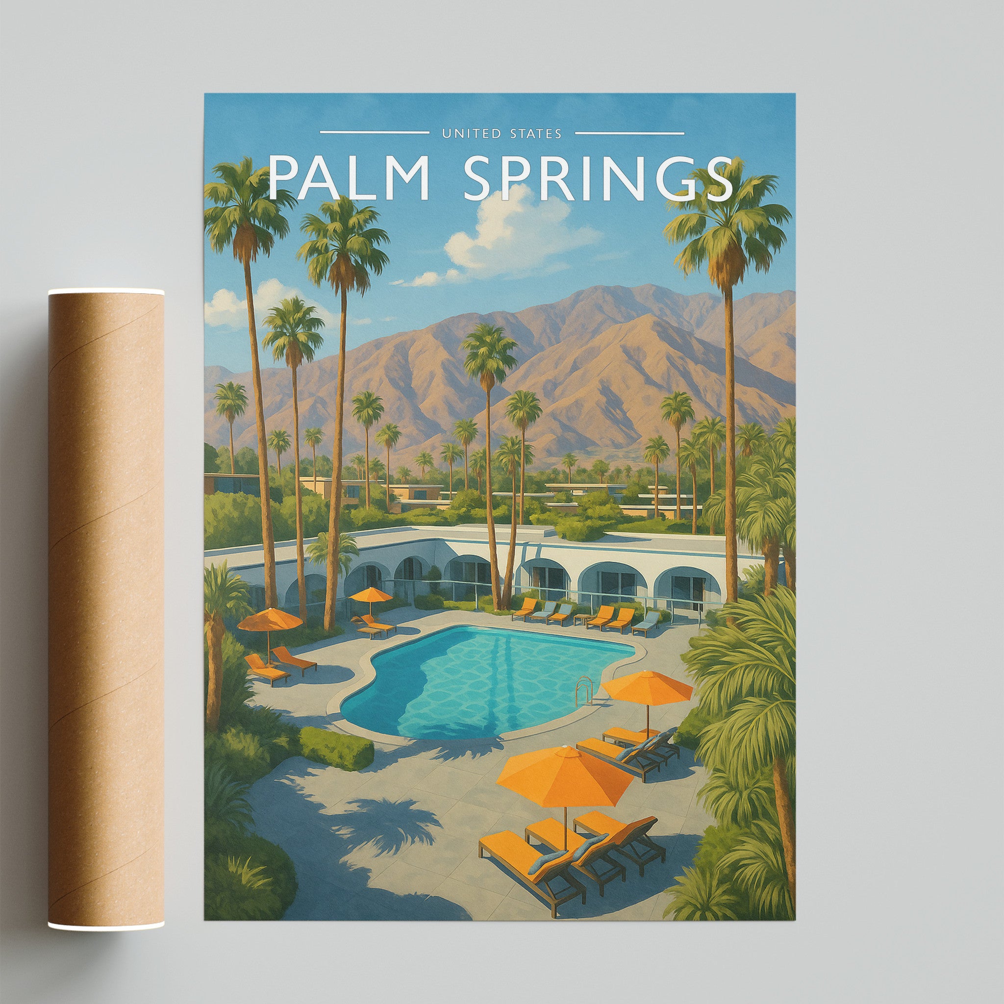Palm Springs Travel Poster - fine art print with shipping tube
