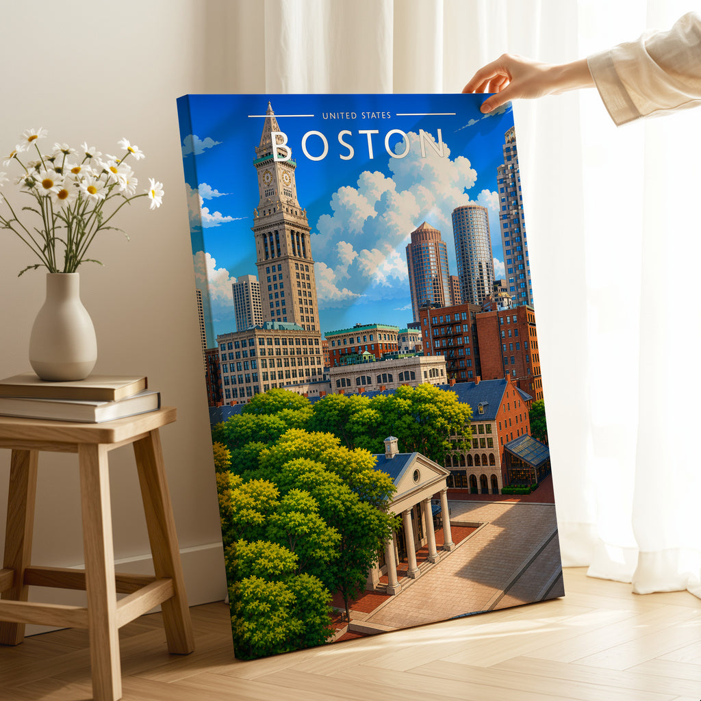 Boston Travel Poster as a gallery-wrapped canvas