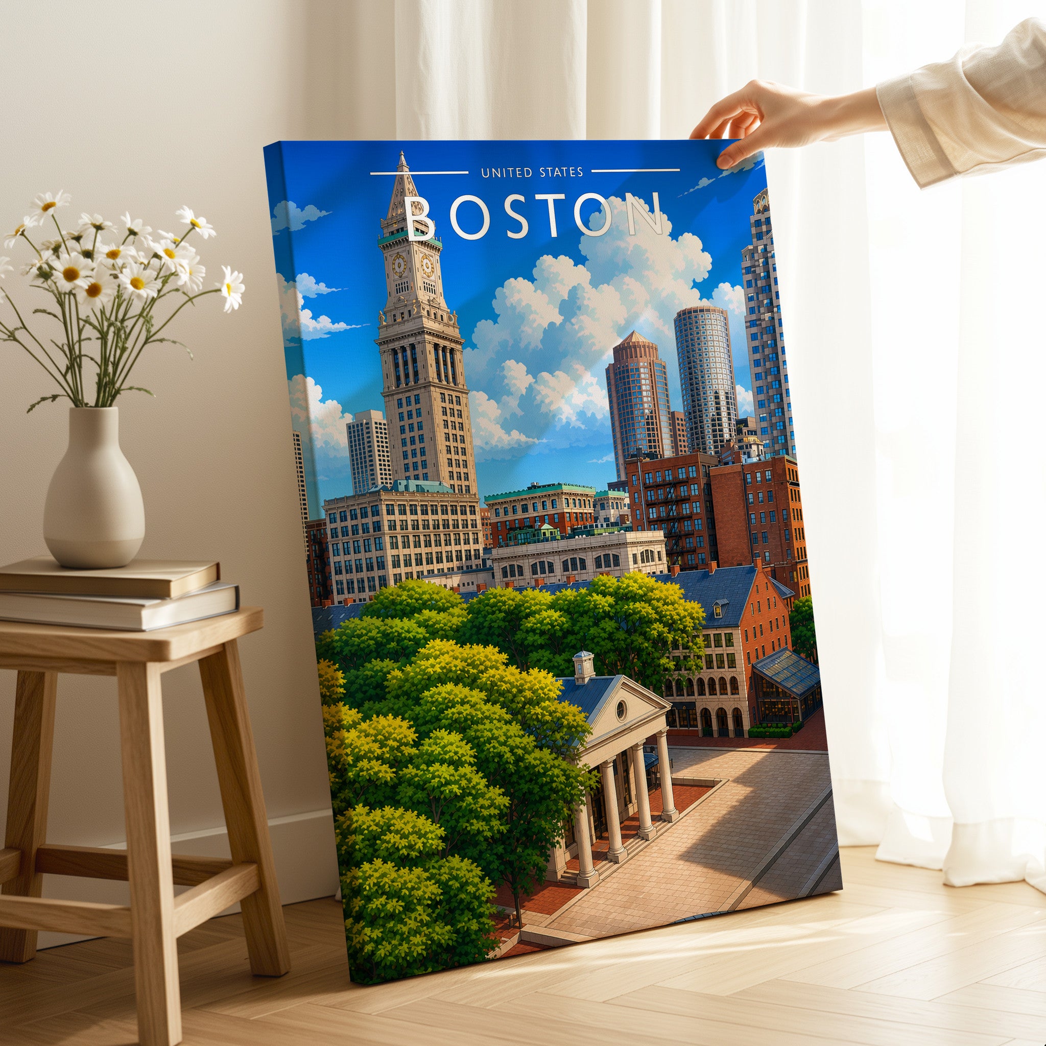 Boston Travel Poster as a gallery-wrapped canvas