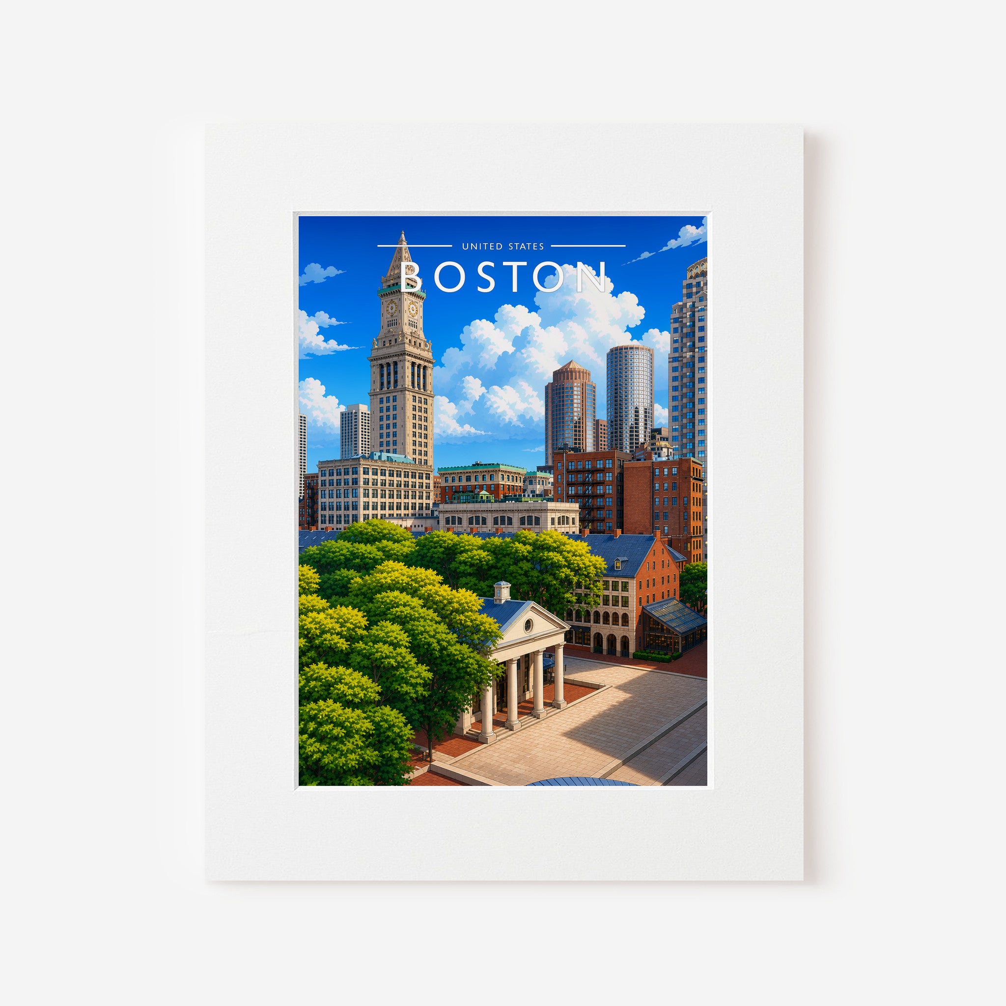 Boston Travel Poster in a white mount