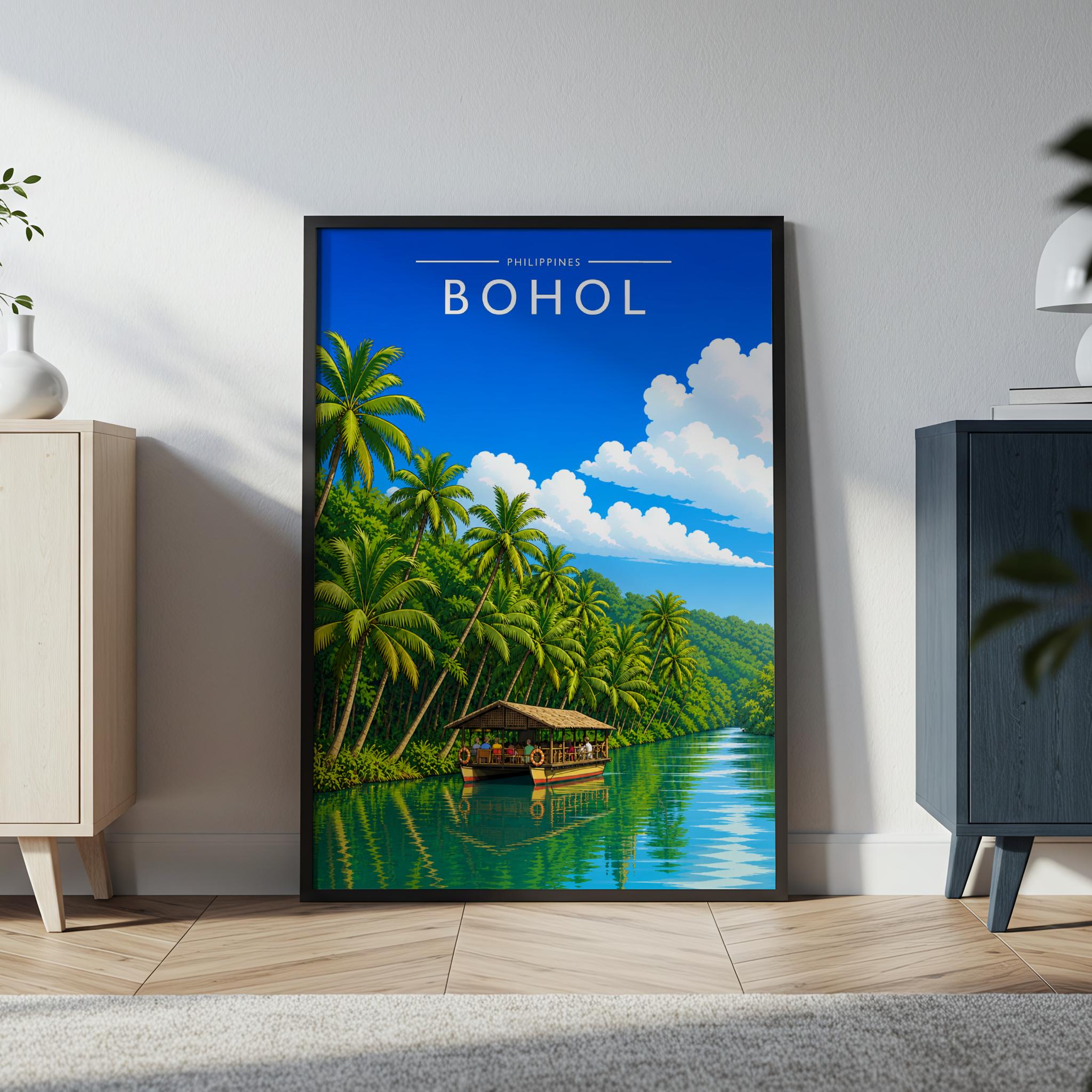 Bohol Travel Poster in a black frame