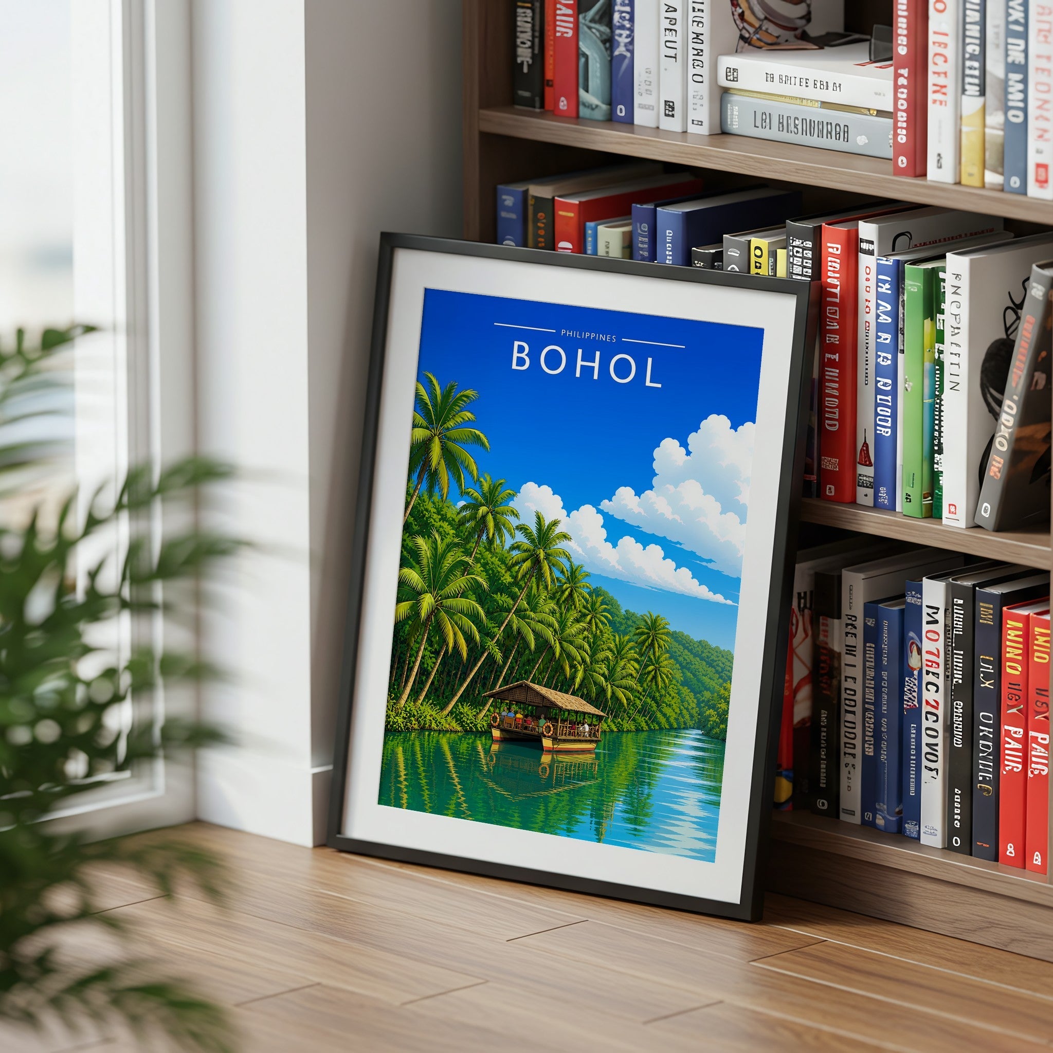 Bohol Travel Poster mounted in a black frame