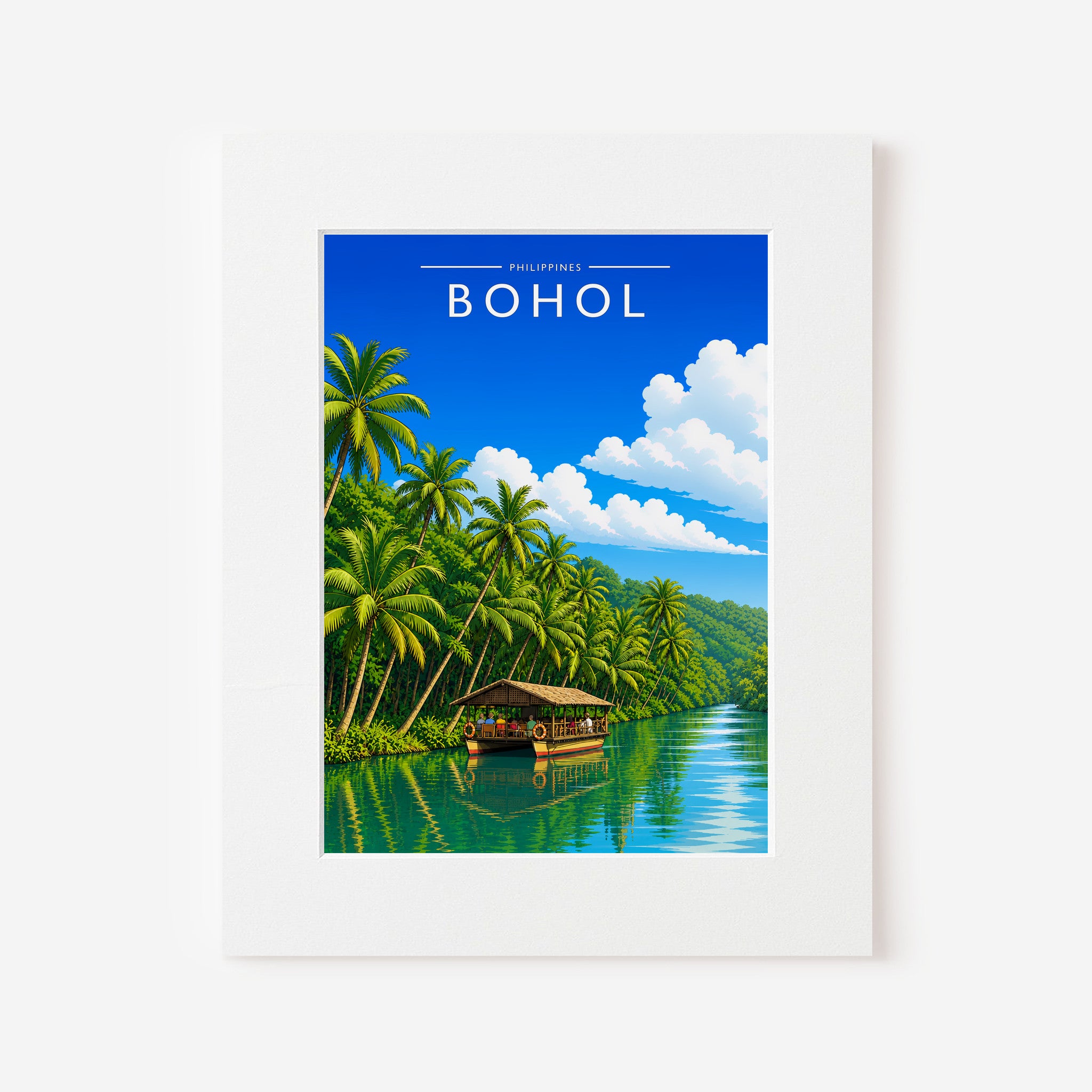 Bohol Travel Poster in a white mount