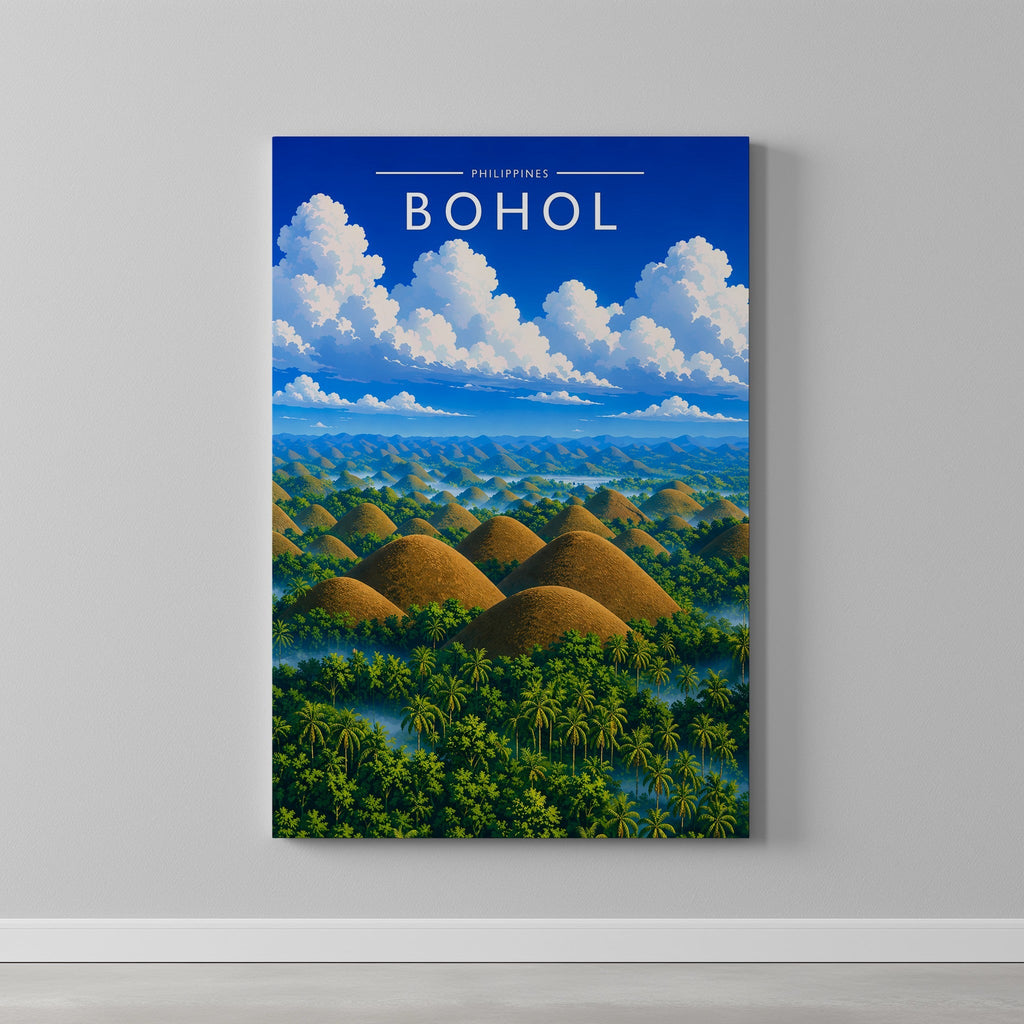 Bohol #2 Travel Poster as a gallery-wrapped canvas on a plain wall