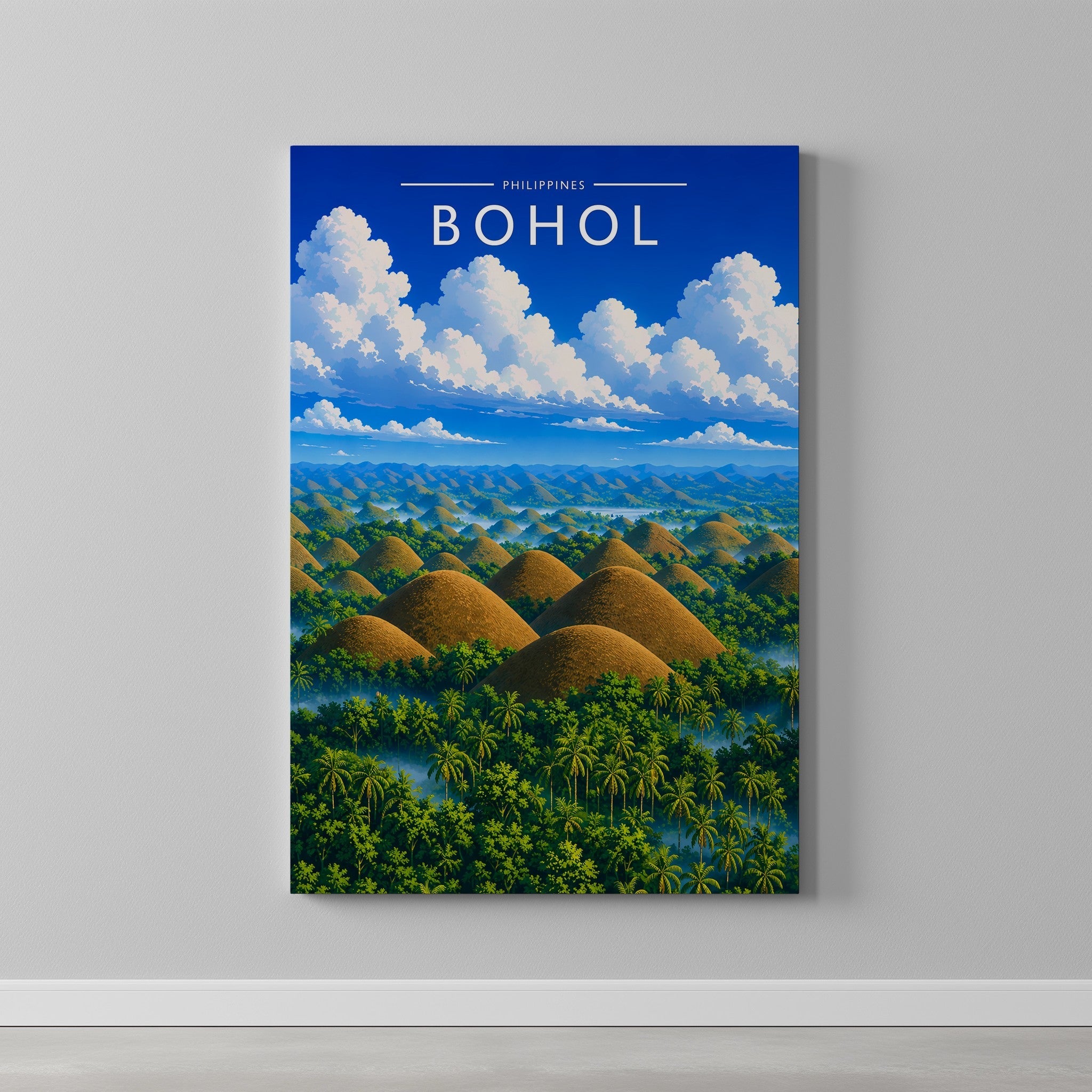Bohol #2 Travel Poster as a gallery-wrapped canvas on a plain wall