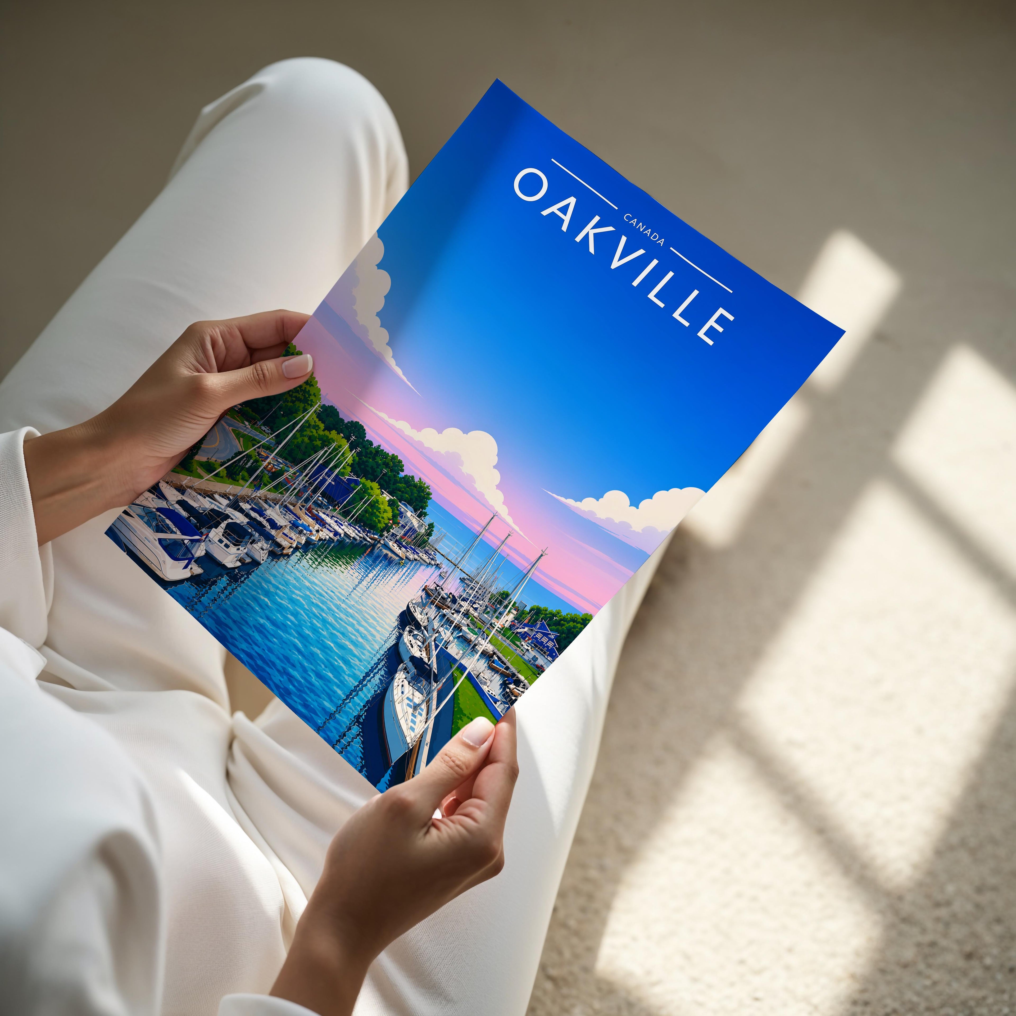 Oakville Travel Poster - A4 print held in hand