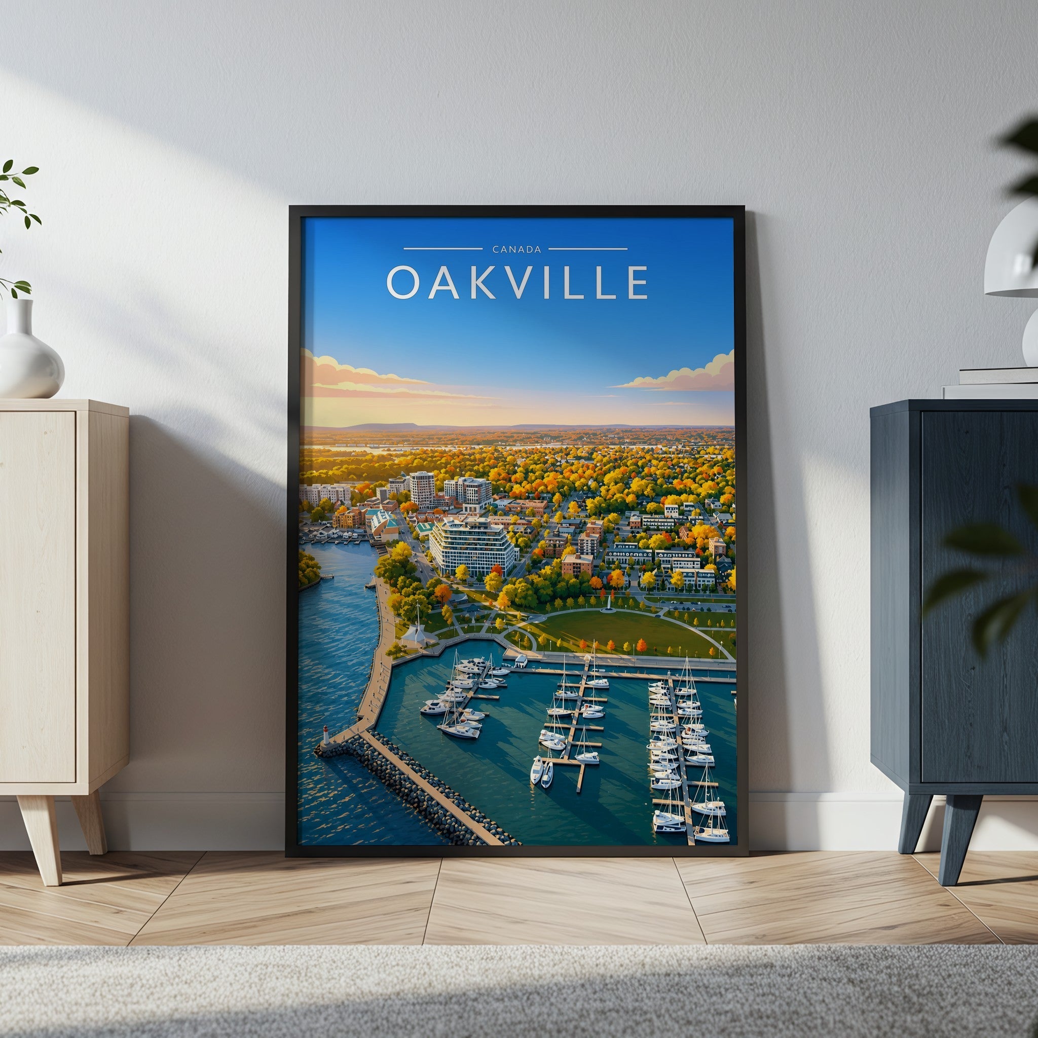 Oakville #2 Travel Poster in a black frame