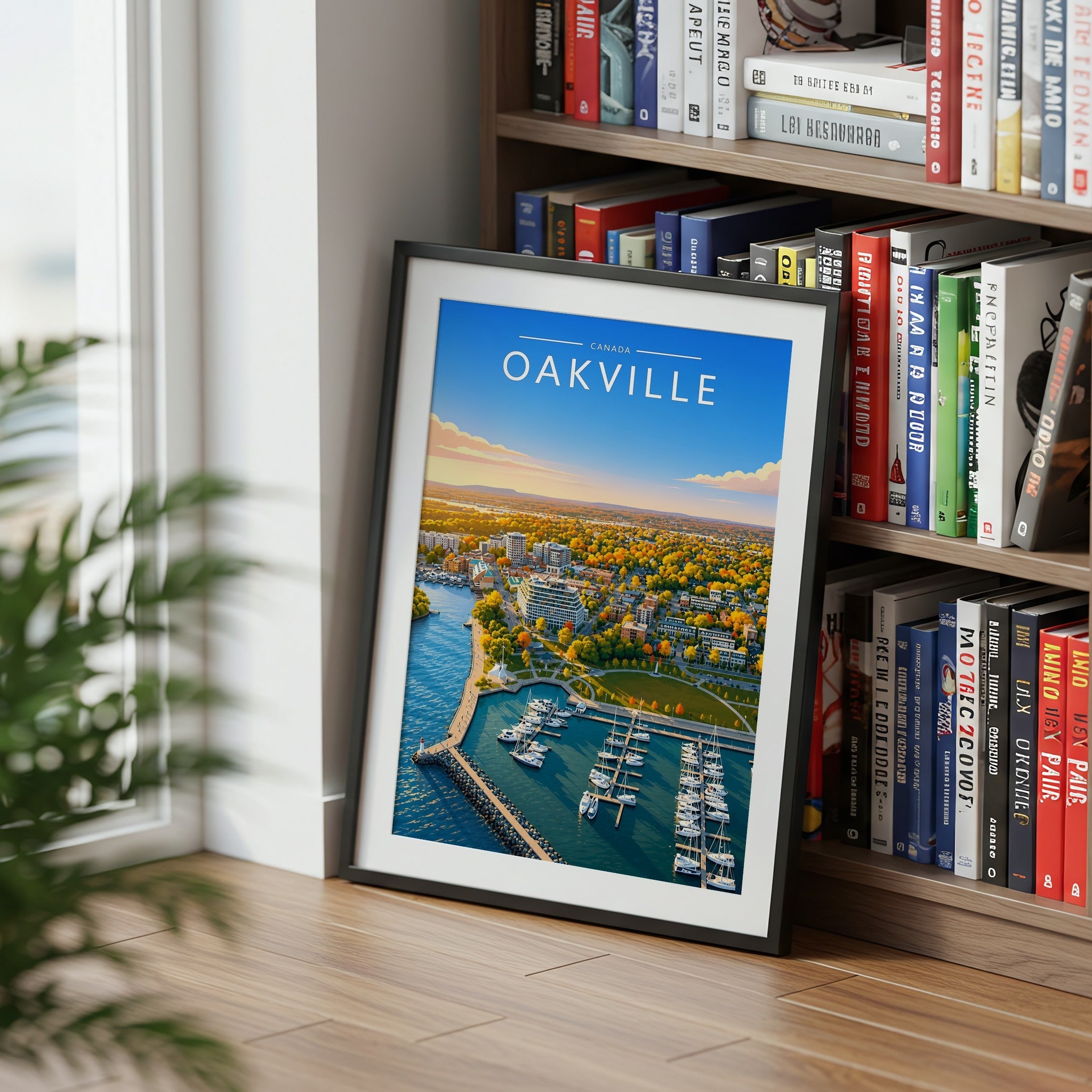 Oakville #2 Travel Poster mounted in a black frame