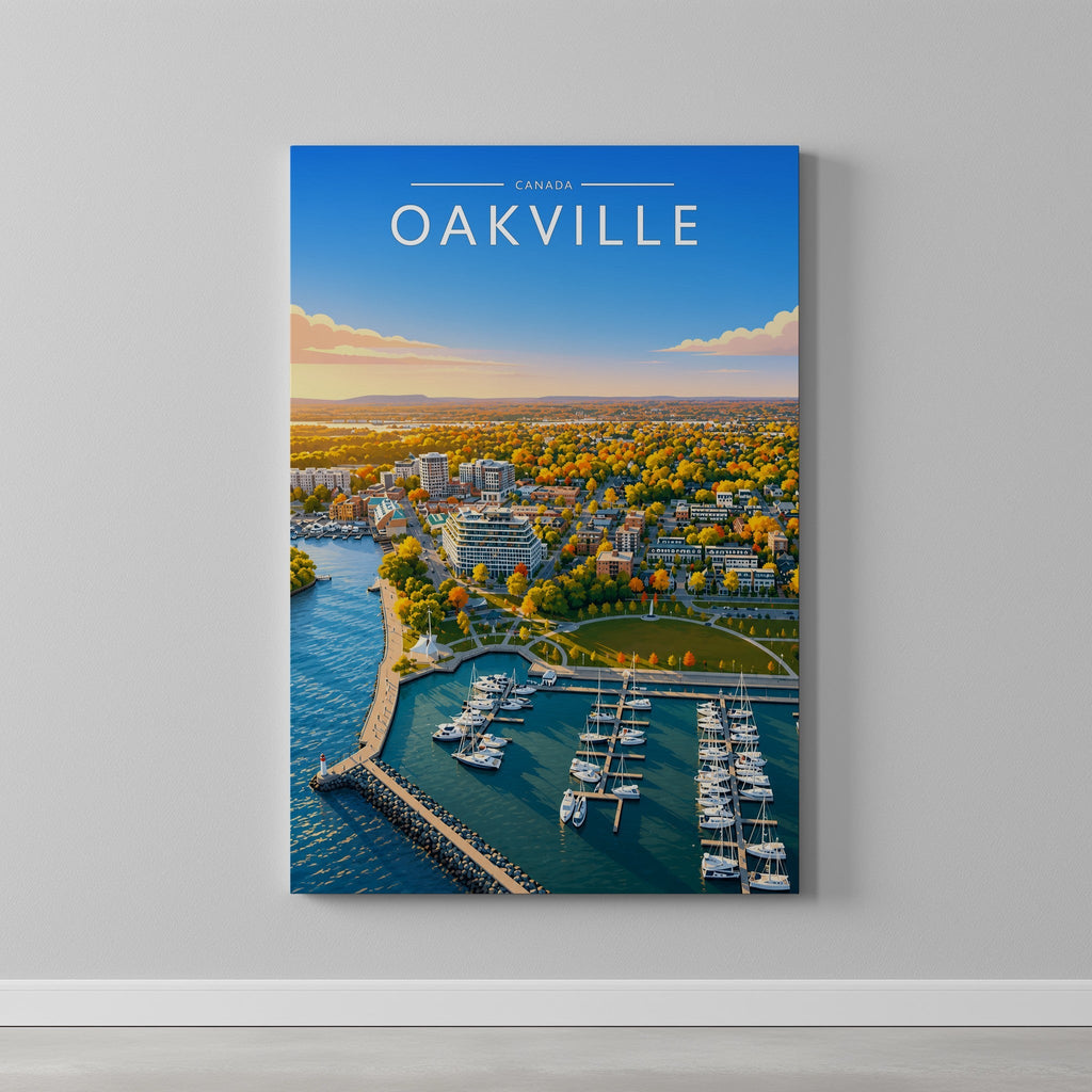 Oakville #2 Travel Poster as a gallery-wrapped canvas on a plain wall