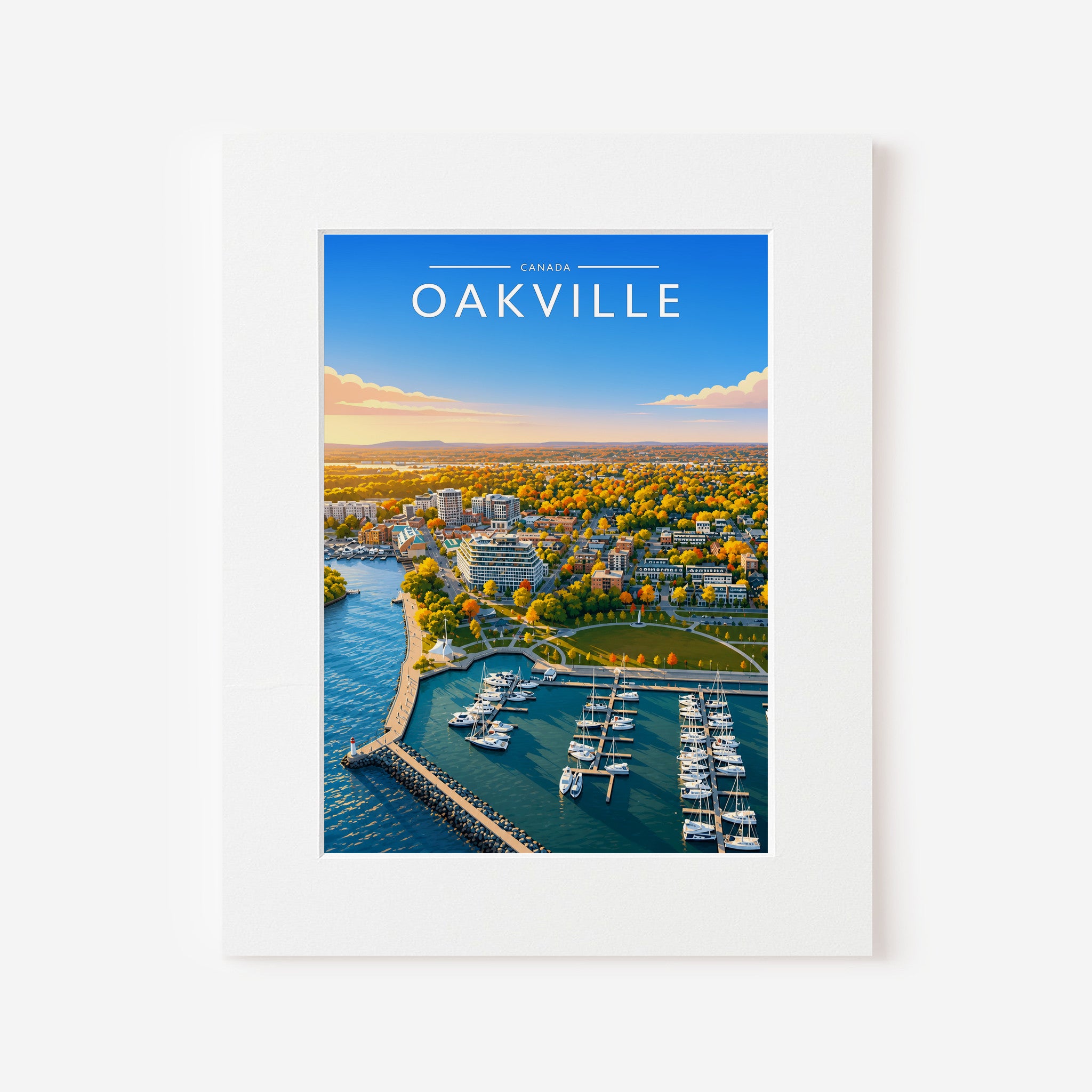 Oakville #2 Travel Poster in a white mount