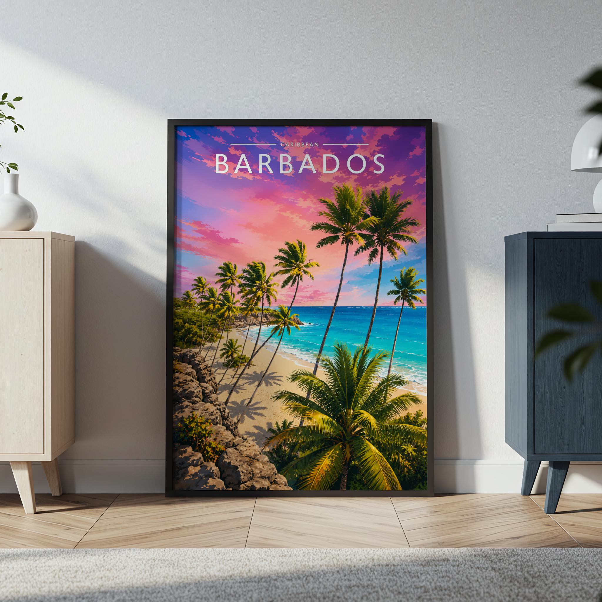 Barbados #3 Travel Poster in a black frame