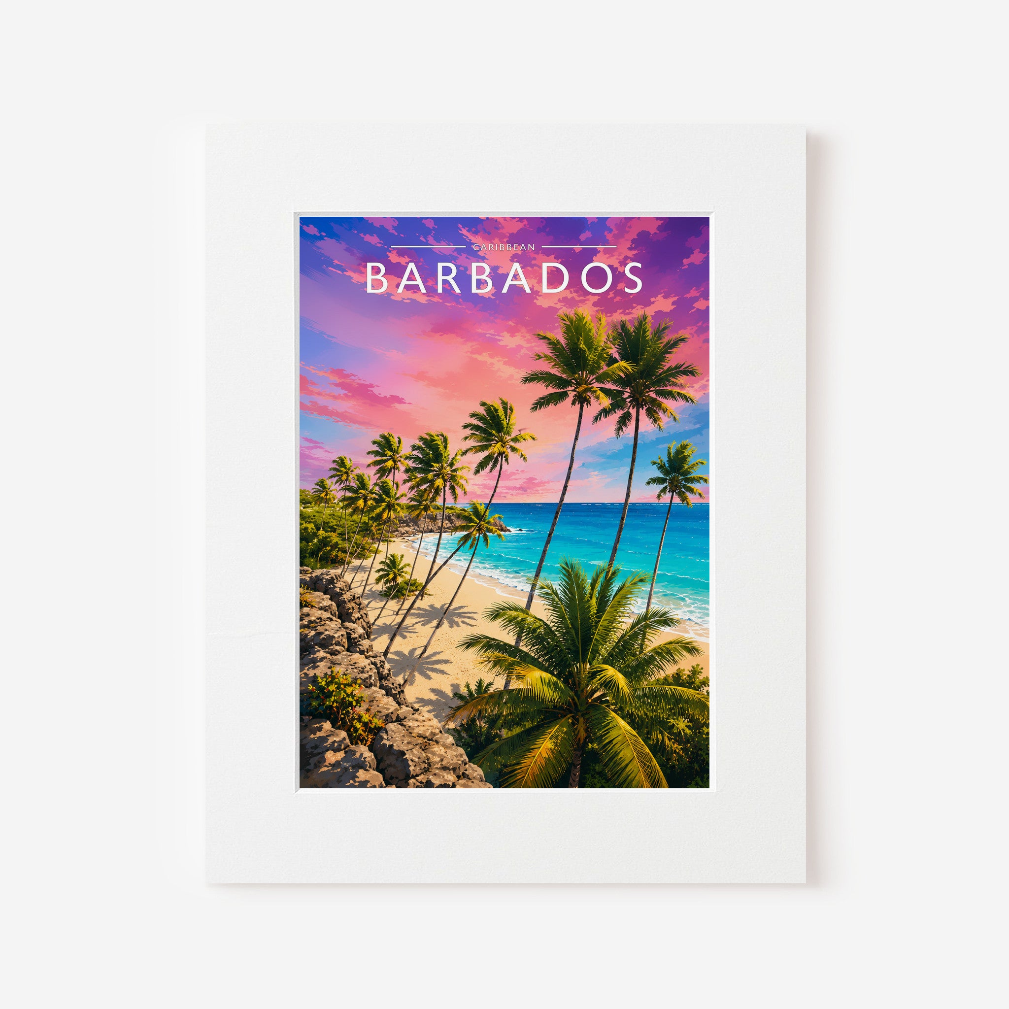 Barbados #3 Travel Poster in a white mount