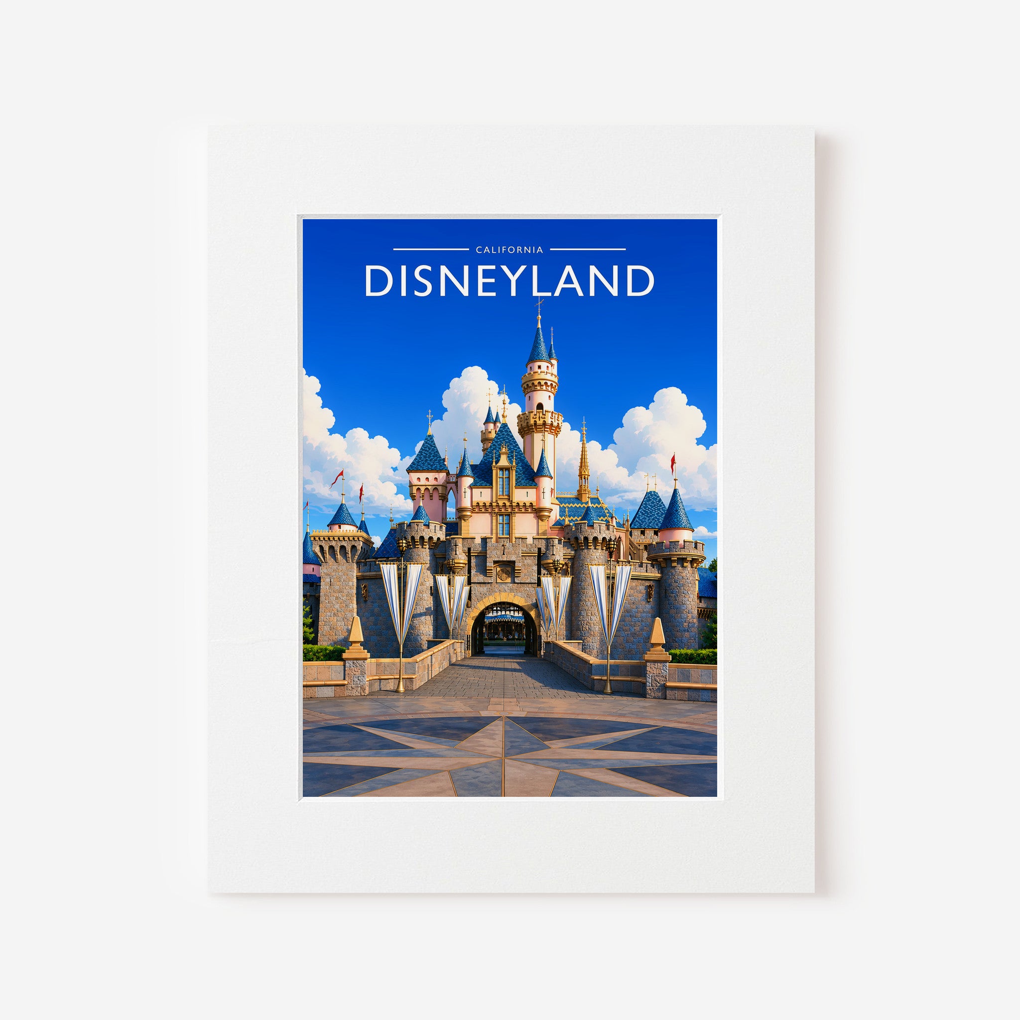Anaheim Travel Poster in a white mount