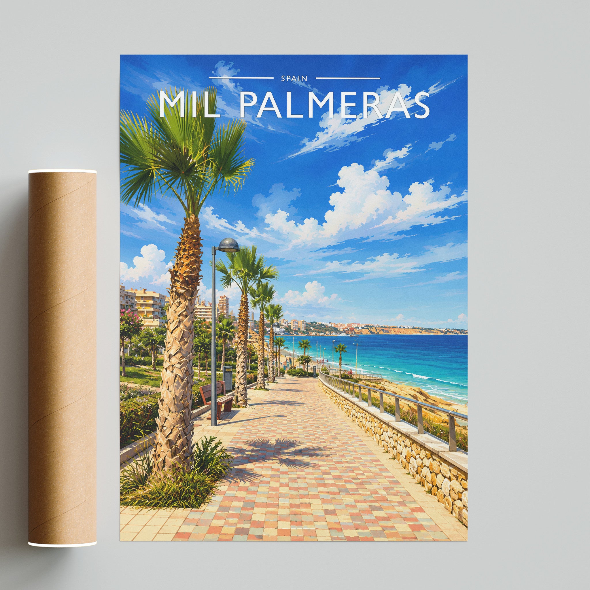 Mil Palmeras Travel Poster - fine art print with shipping tube