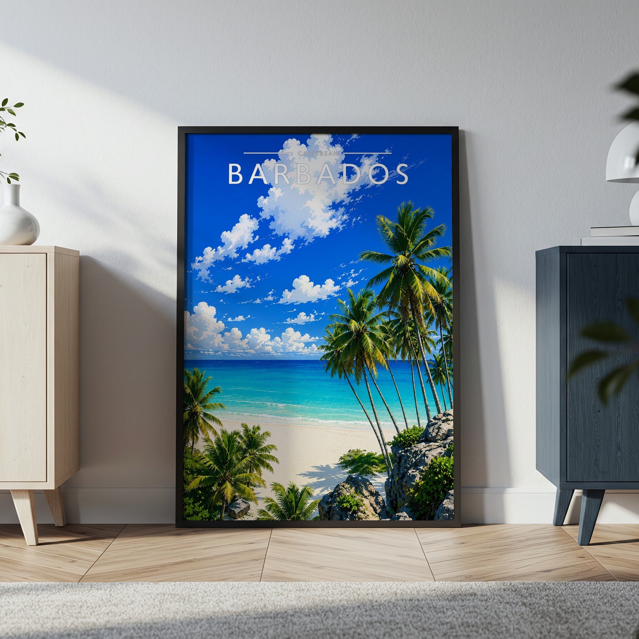 Barbados #4 Travel Poster in a black frame