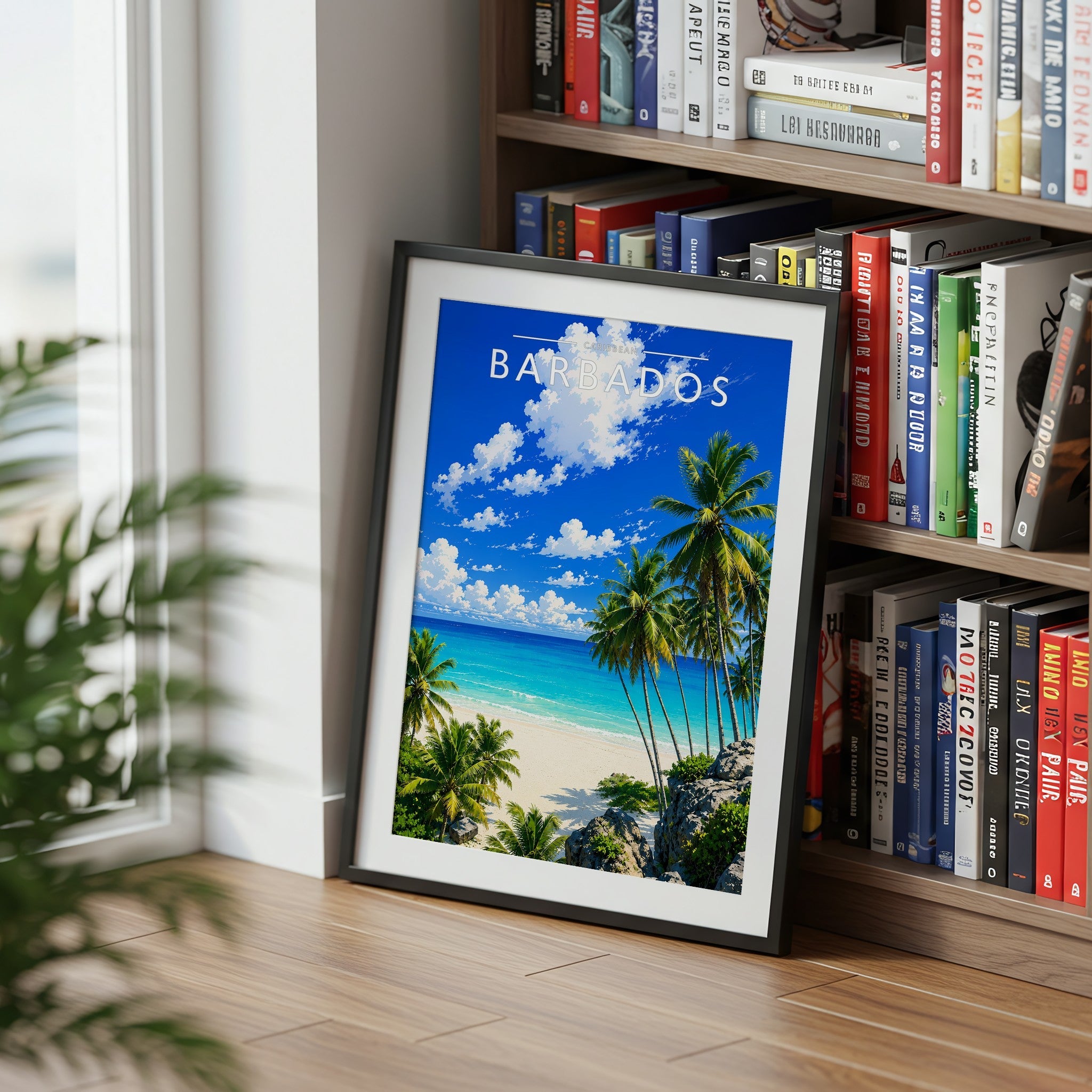Barbados #4 Travel Poster mounted in a black frame