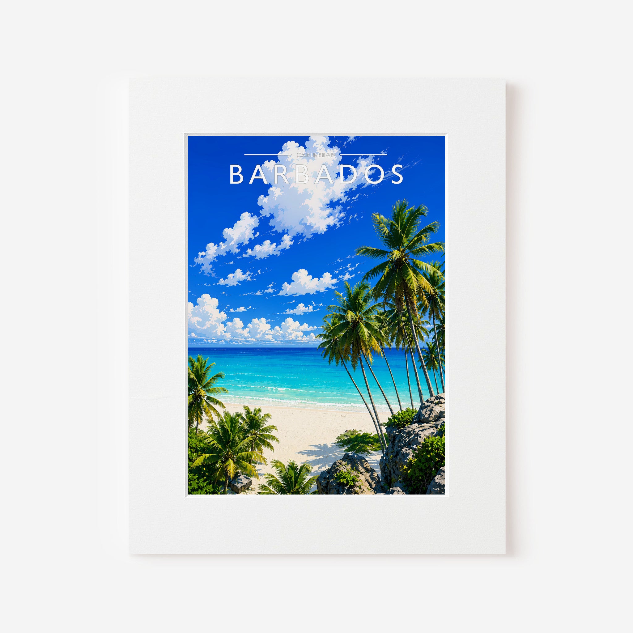 Barbados #4 Travel Poster in a white mount