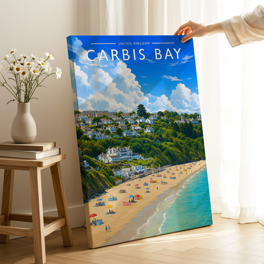 Carbis Bay Travel Poster as a gallery-wrapped canvas