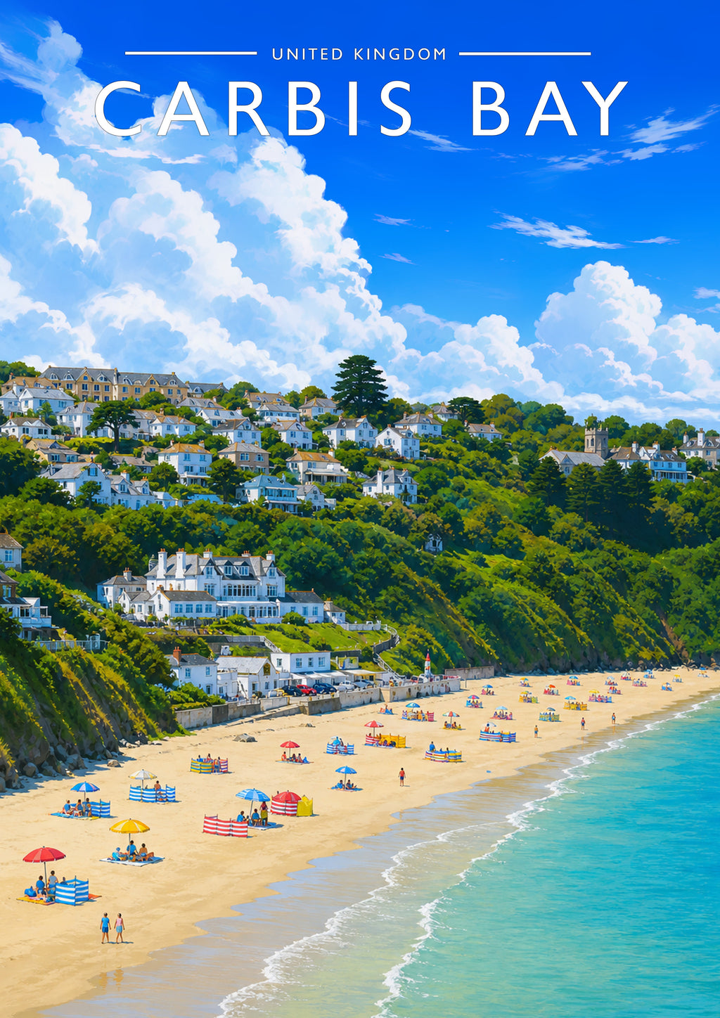 Carbis Bay Travel Poster - A4 travel poster print
