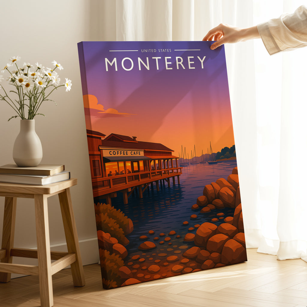 Monterey Travel Poster as a gallery-wrapped canvas