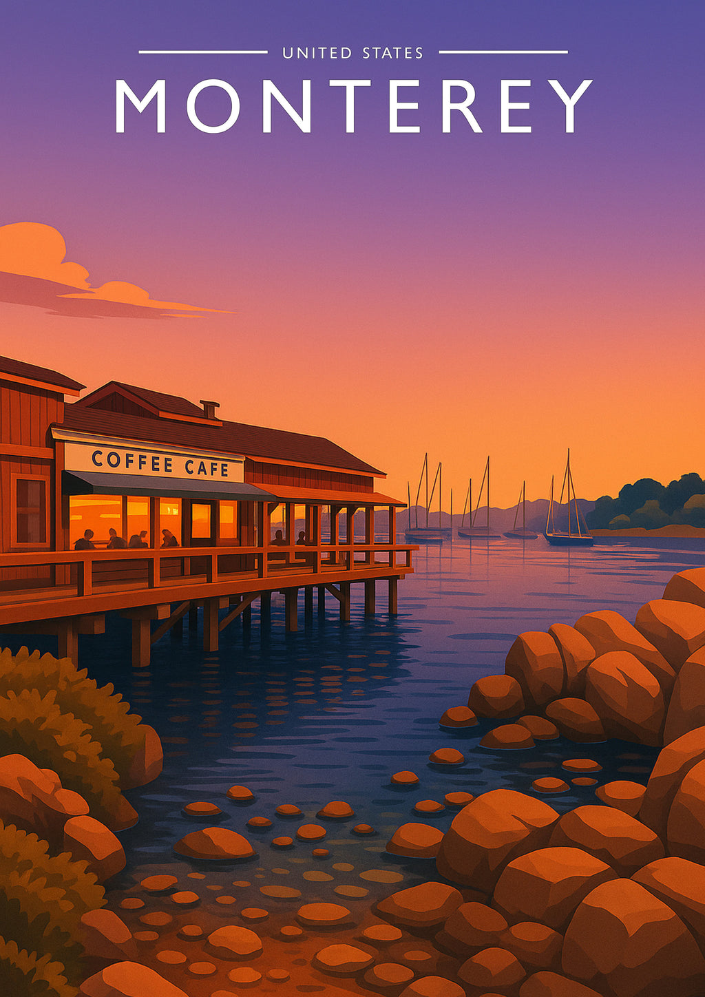 Monterey Travel Poster - A4 travel poster print