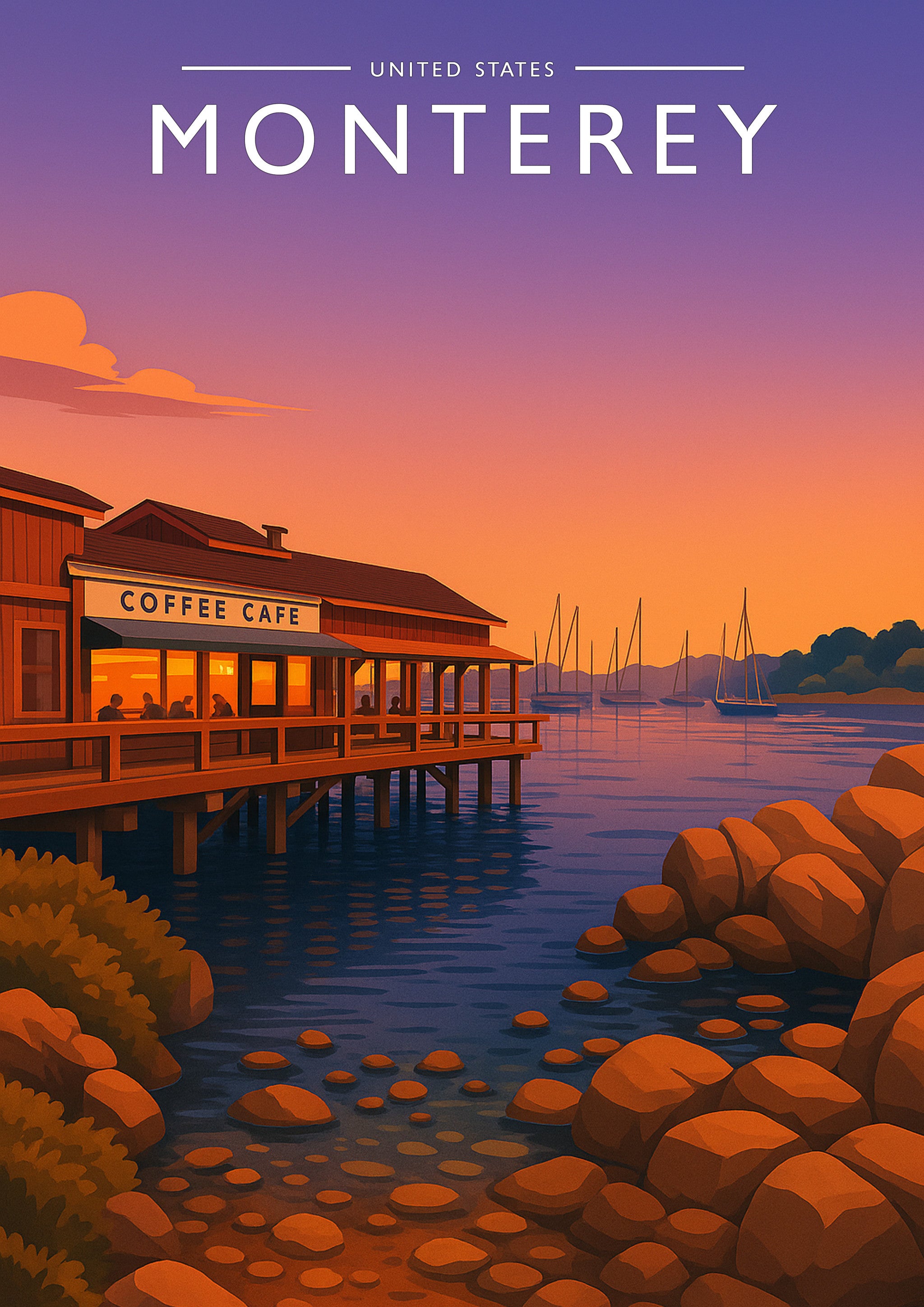 Monterey Travel Poster - A4 travel poster print