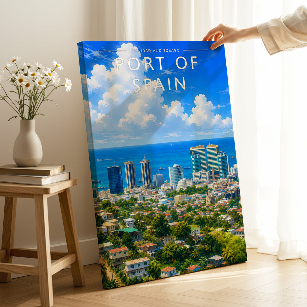 Port of Spain Travel Poster as a gallery-wrapped canvas