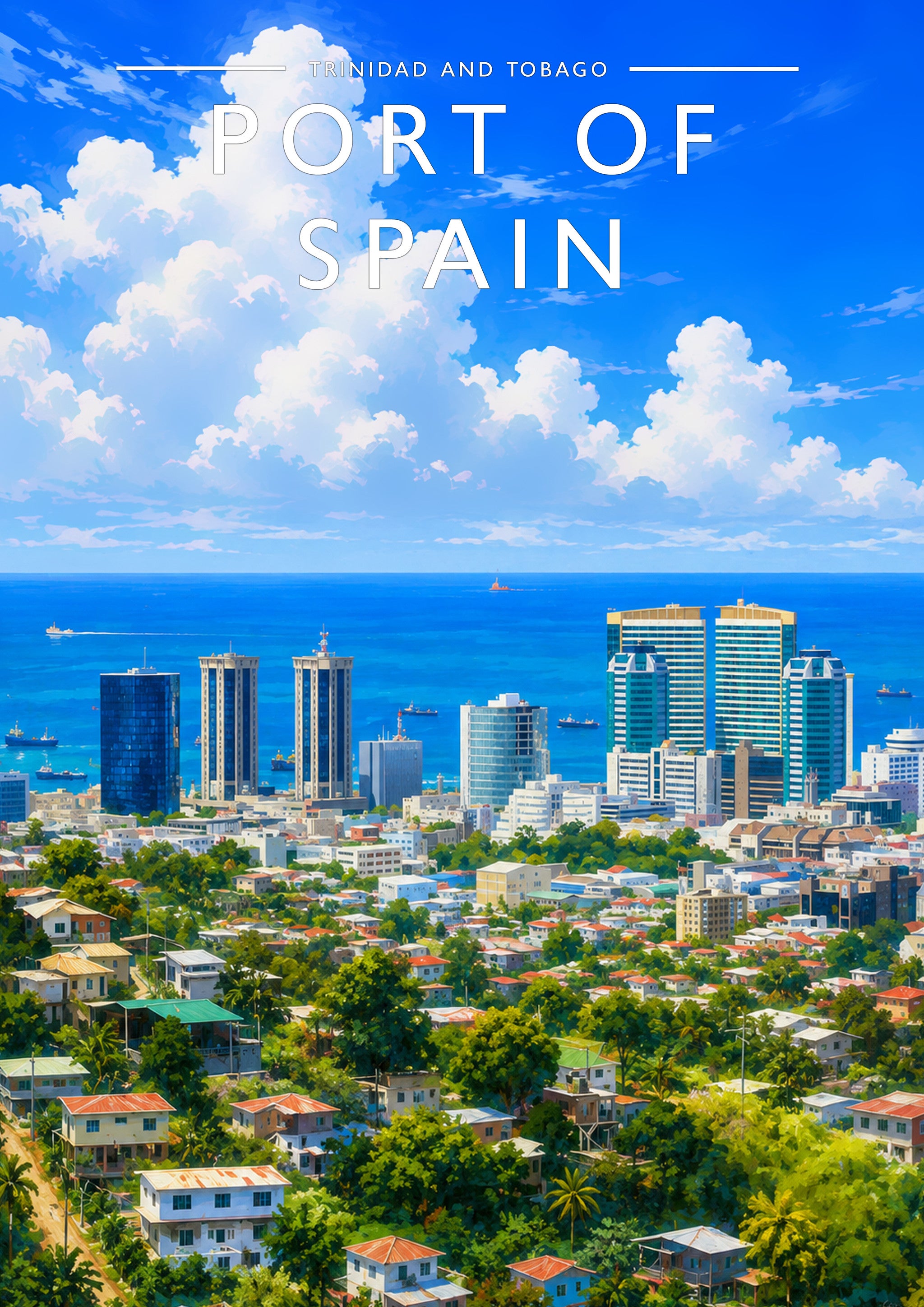 Port of Spain Travel Poster - A4 travel poster print