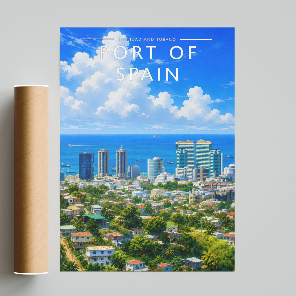 Port of Spain Travel Poster - fine art print with shipping tube