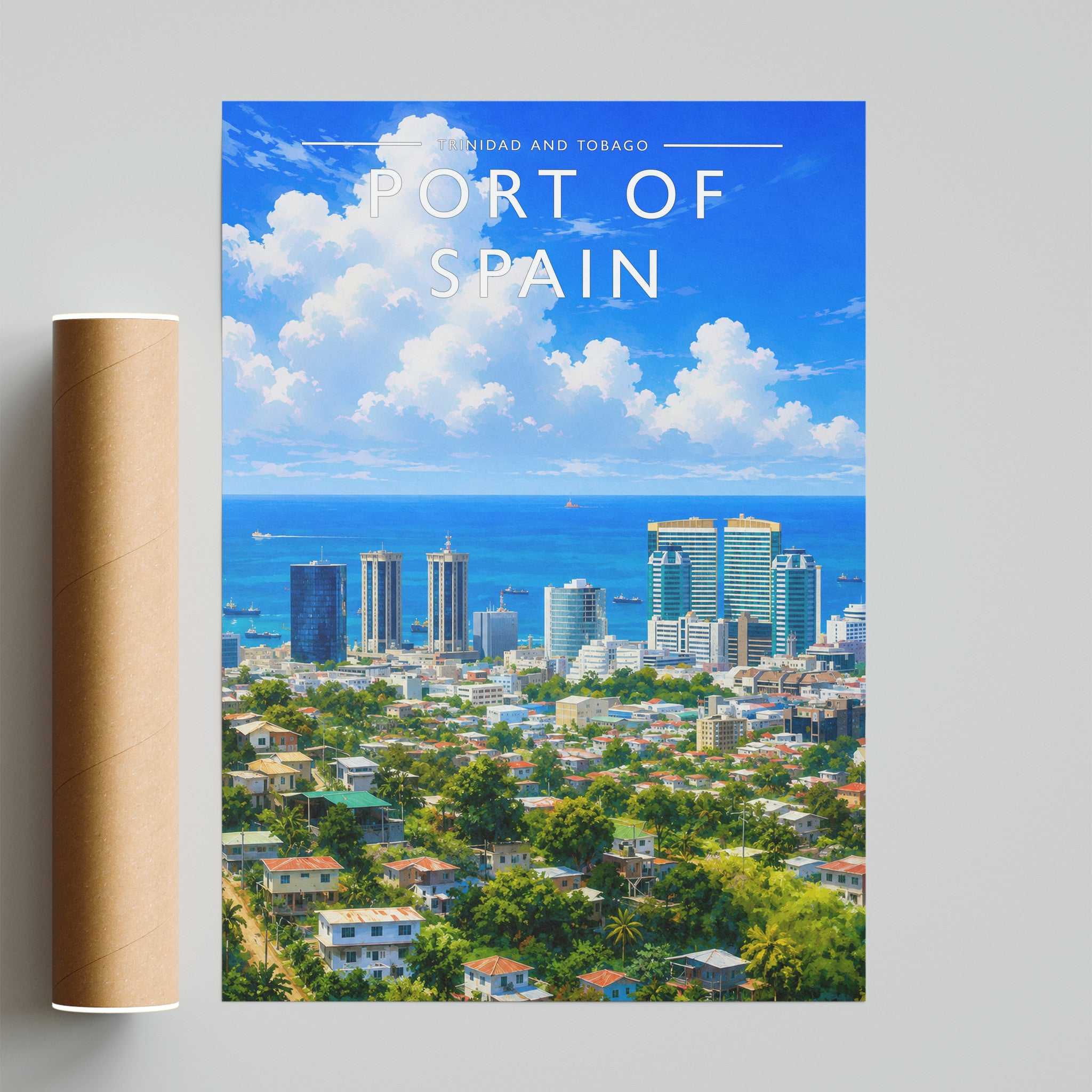 Port of Spain Travel Poster - fine art print with shipping tube