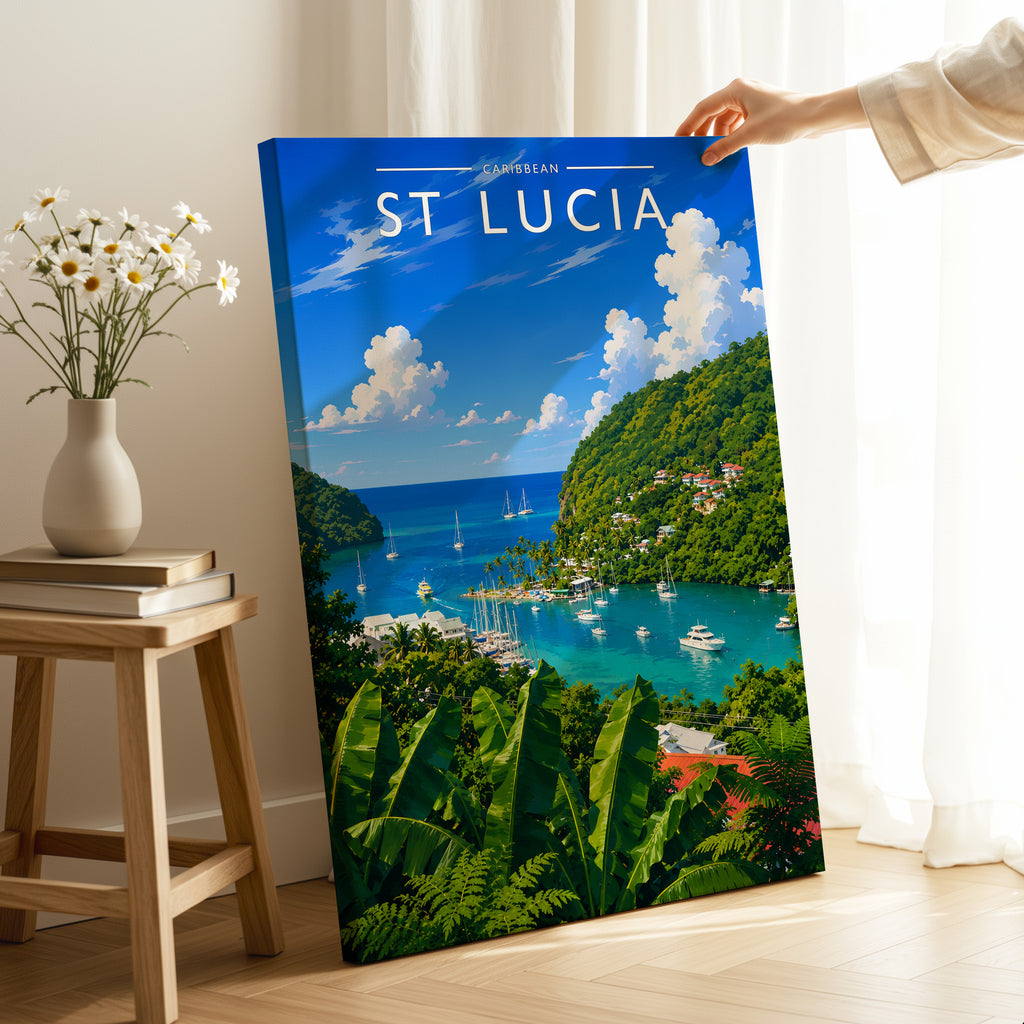 St Lucia Travel Poster as a gallery-wrapped canvas