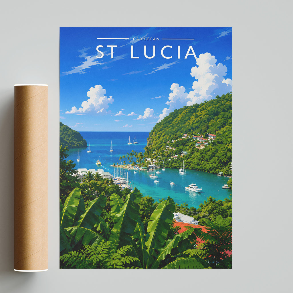 St Lucia Travel Poster - fine art print with shipping tube