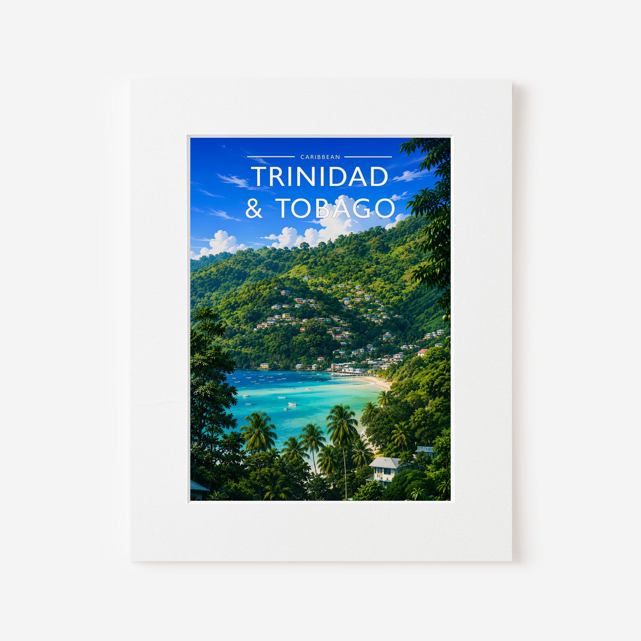 Trinidad & Tobago Travel Poster in a white mount