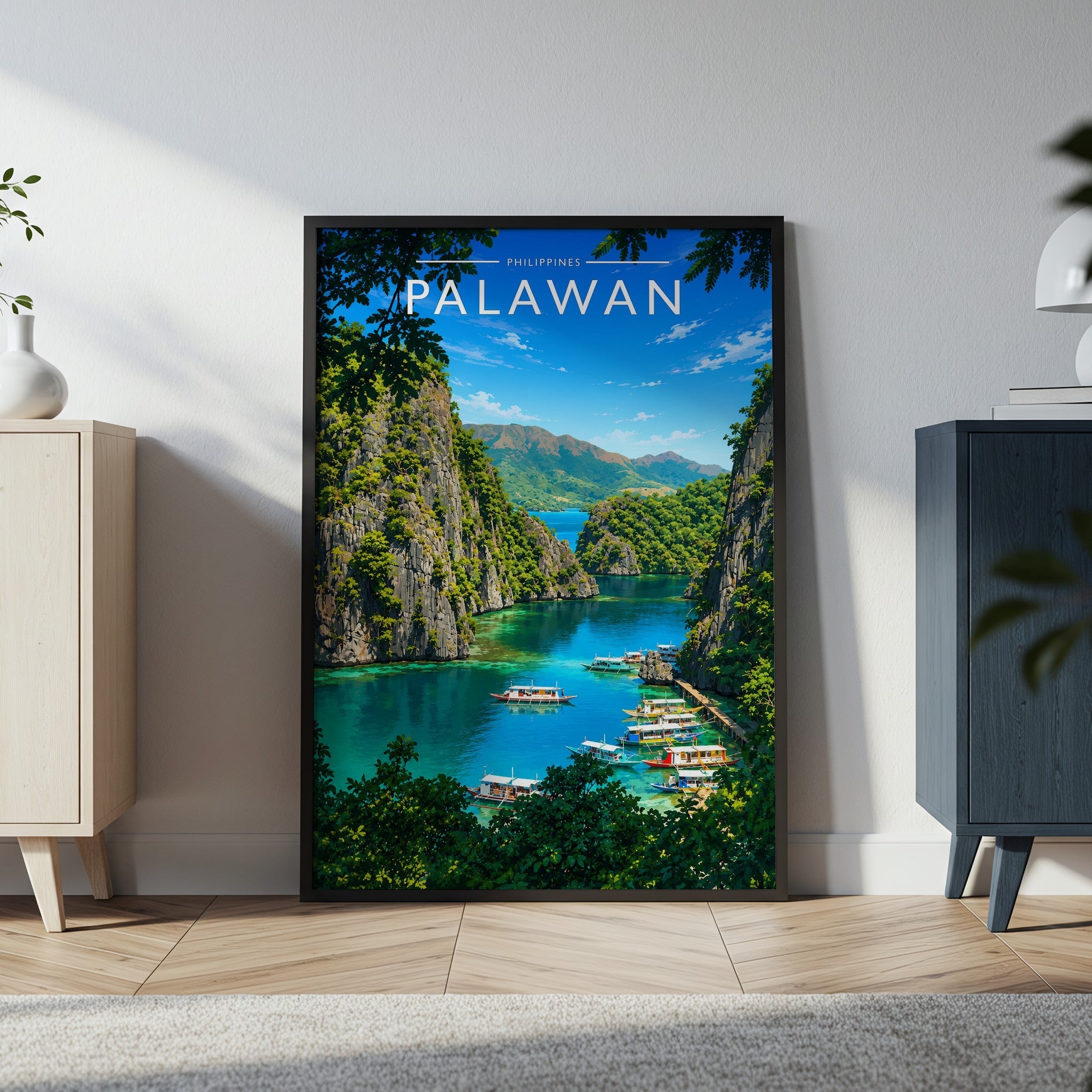 Palawan #2 Travel Poster in a black frame