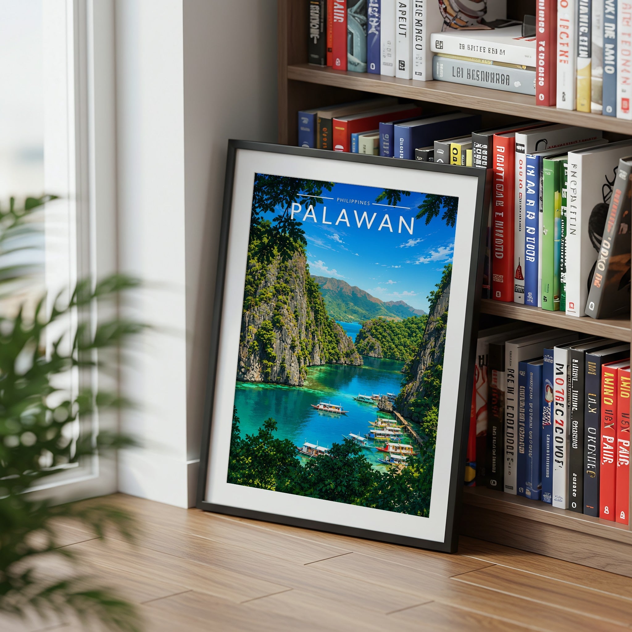 Palawan #2 Travel Poster mounted in a black frame