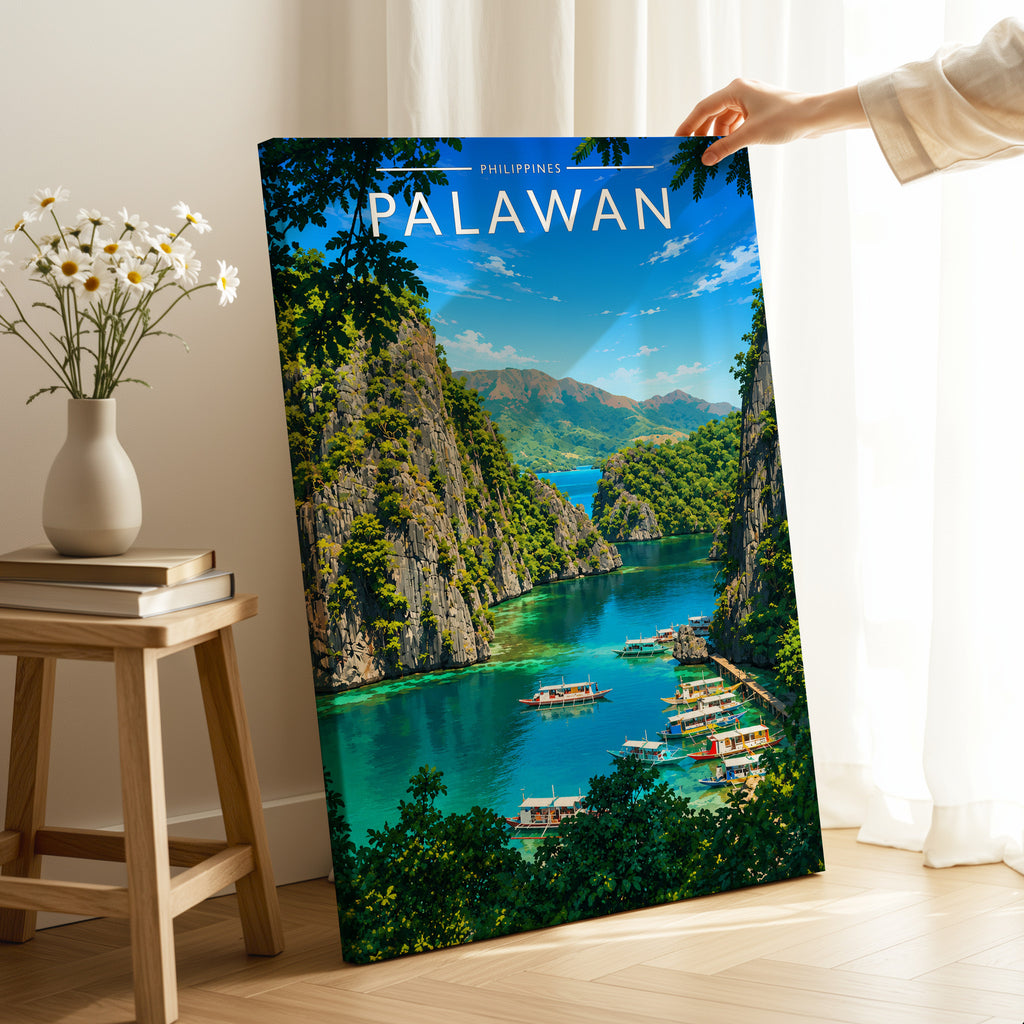 Palawan #2 Travel Poster as a gallery-wrapped canvas